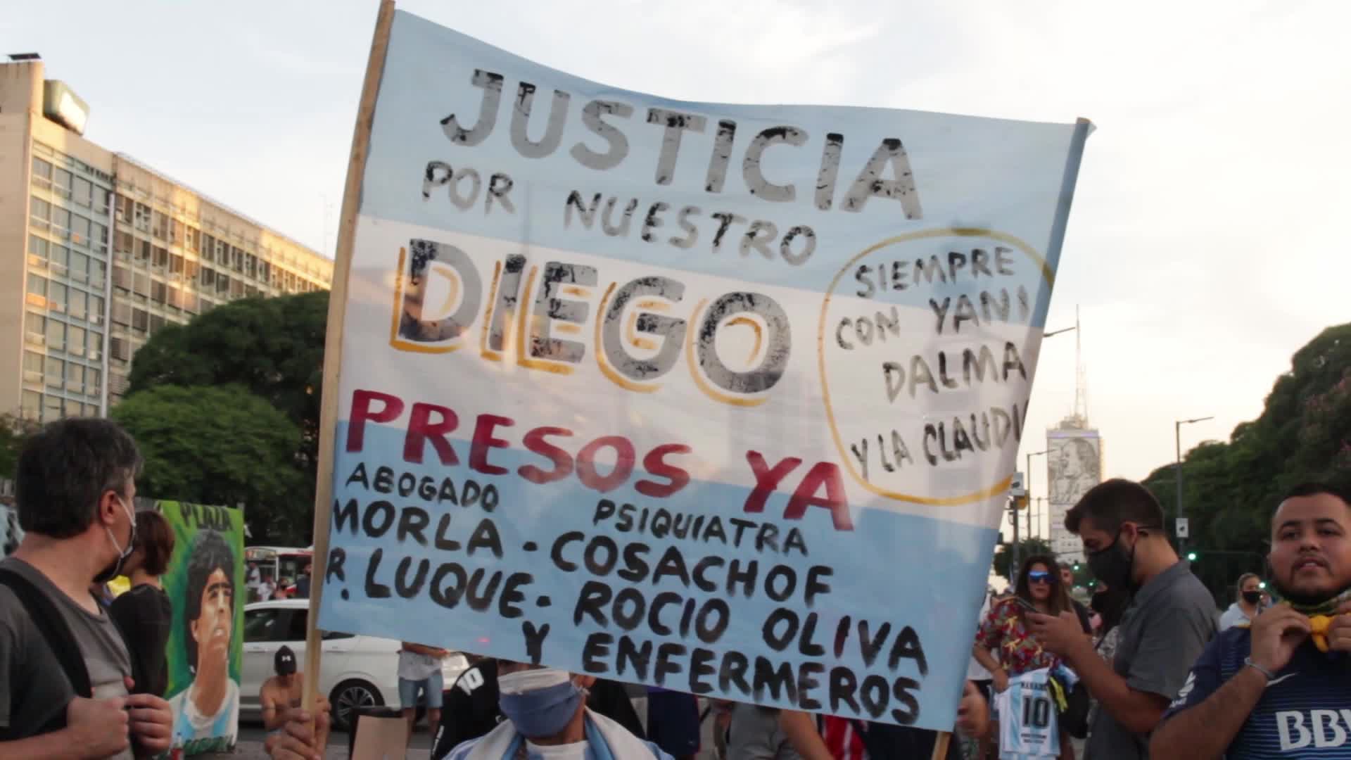 Mobilization demanding Justice for the death of Maradona in Buenos Aires, Argentina