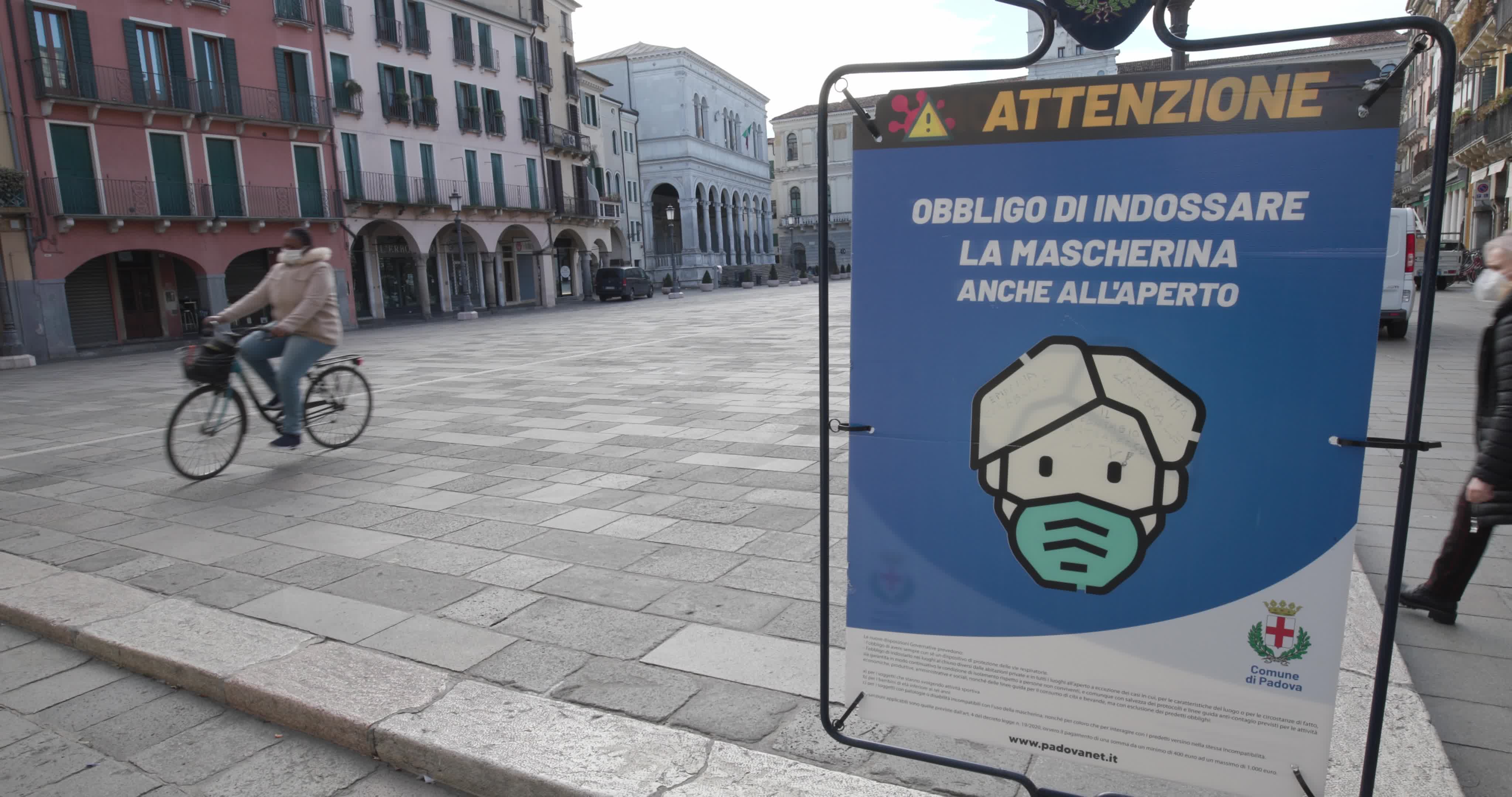 First day of "Red Zone" in Padua, Italy