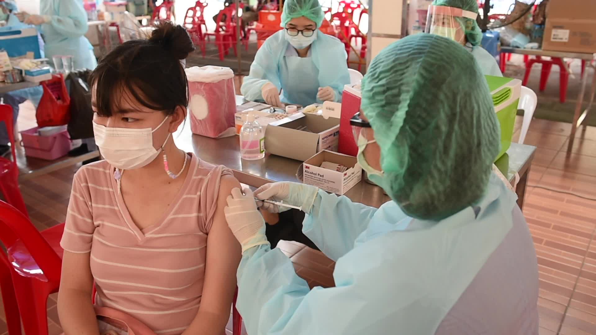 Mass coronavirus vaccination in Bangkok, Thailand