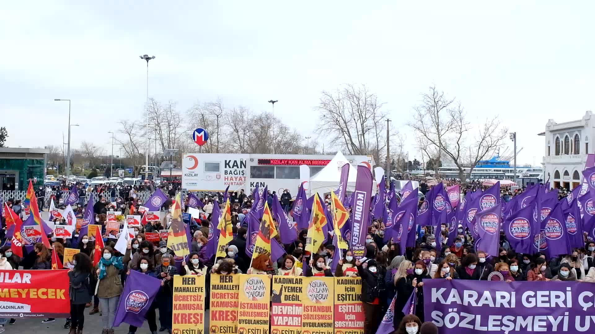 Hundreds of women protest Turkey's withdrawal from Istanbul Convention