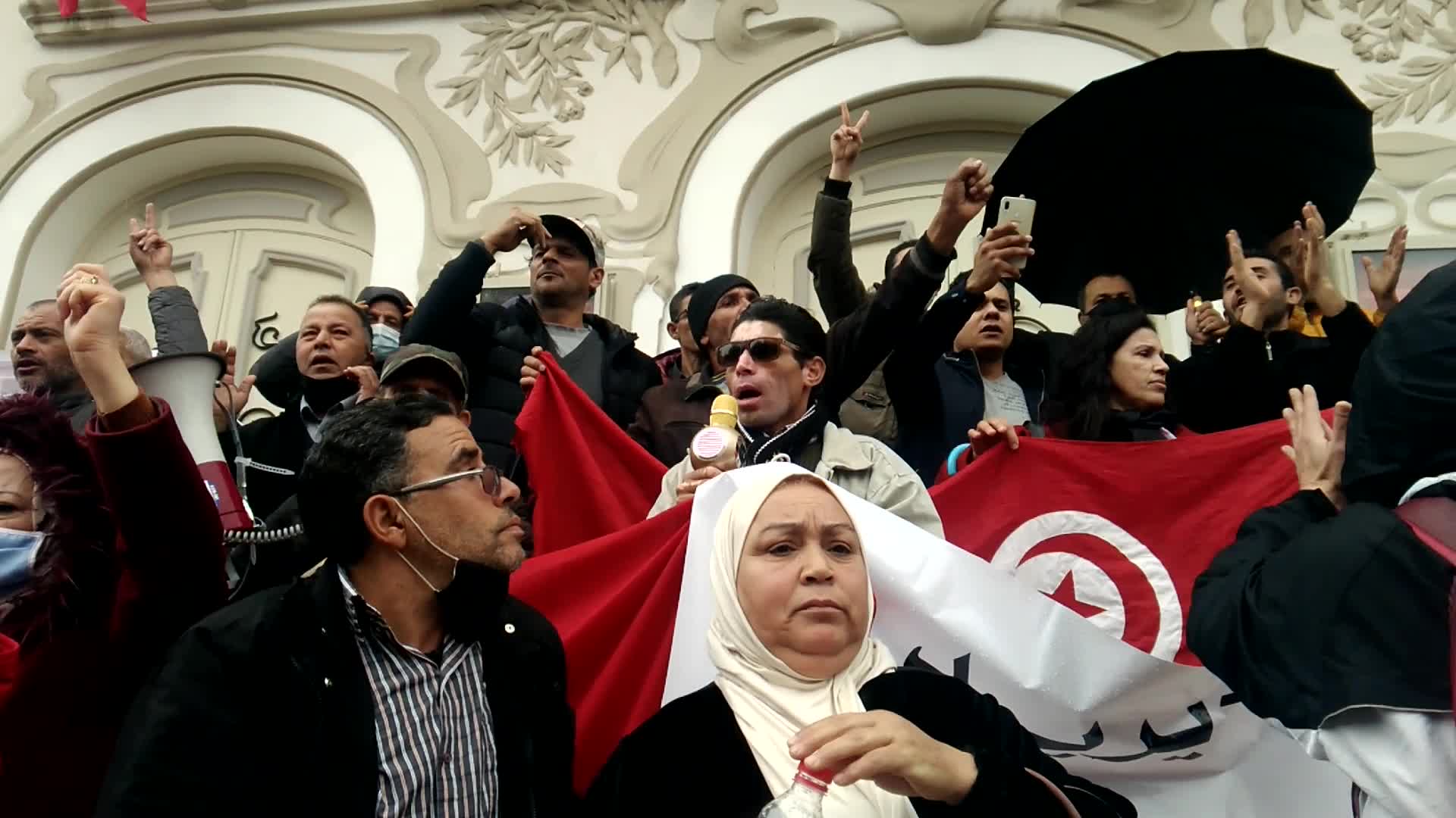 Protest Demanding THe Dissolution Of TUnisian Parliament