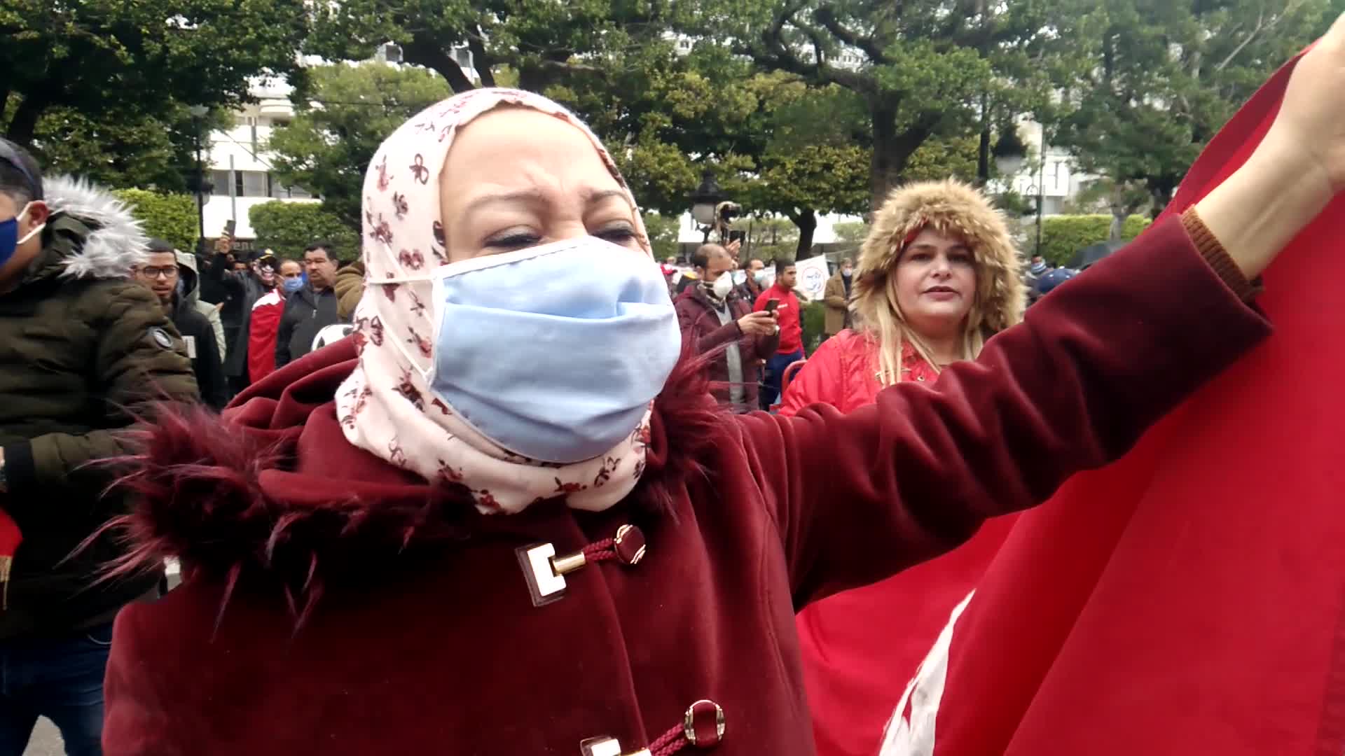 Protest Demanding THe Dissolution Of TUnisian Parliament