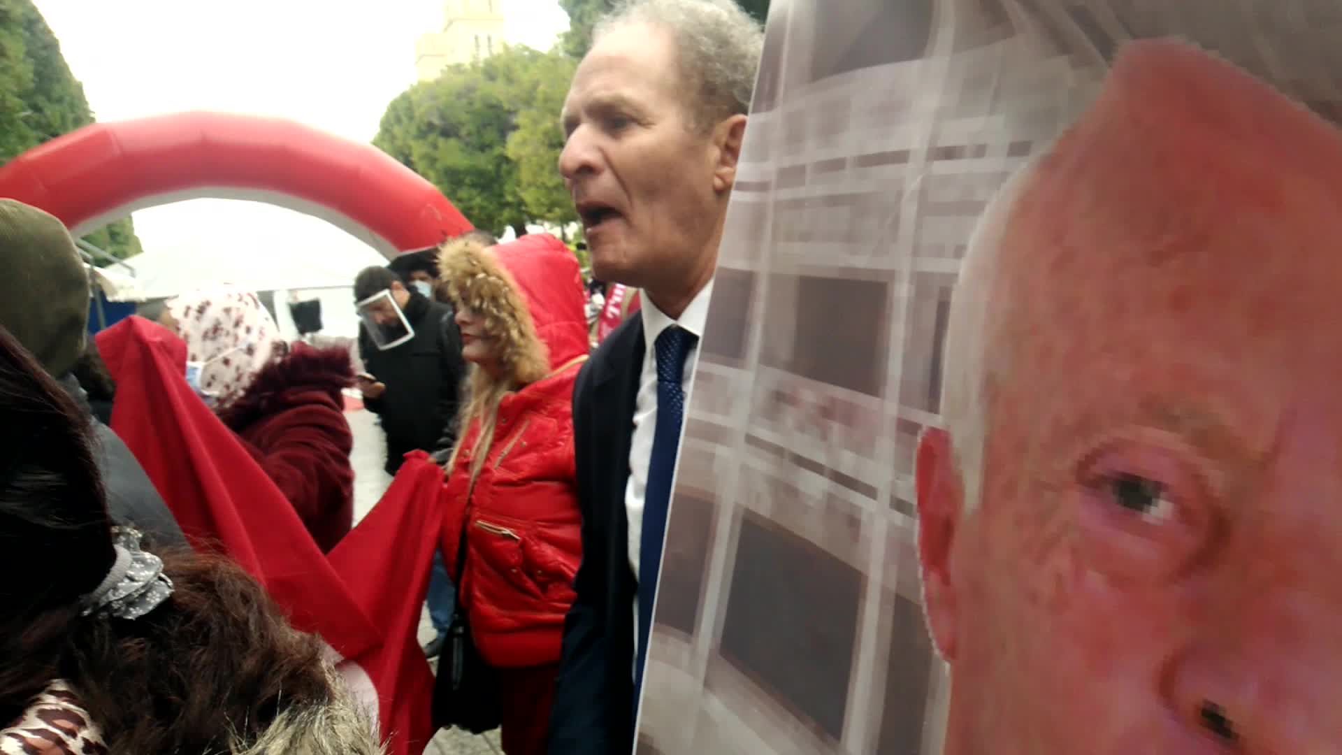 Protest Demanding THe Dissolution Of TUnisian Parliament