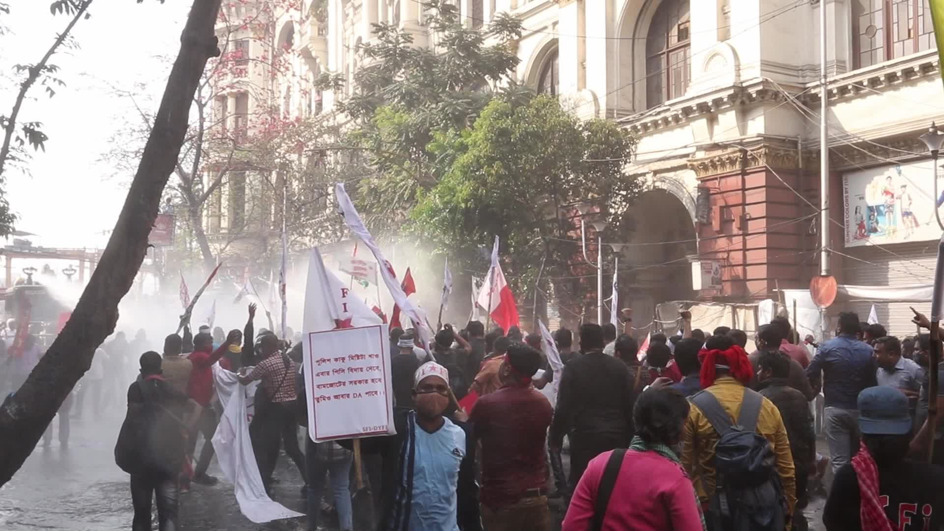Student activists of the Communist Party protest in Kolkata