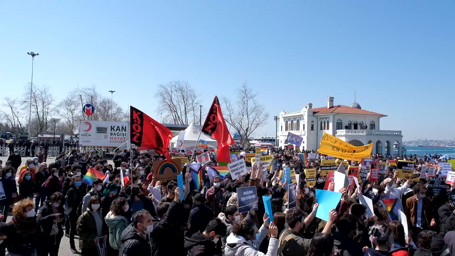 Students demonstrate against the direct appointment Bogazici university's new rector