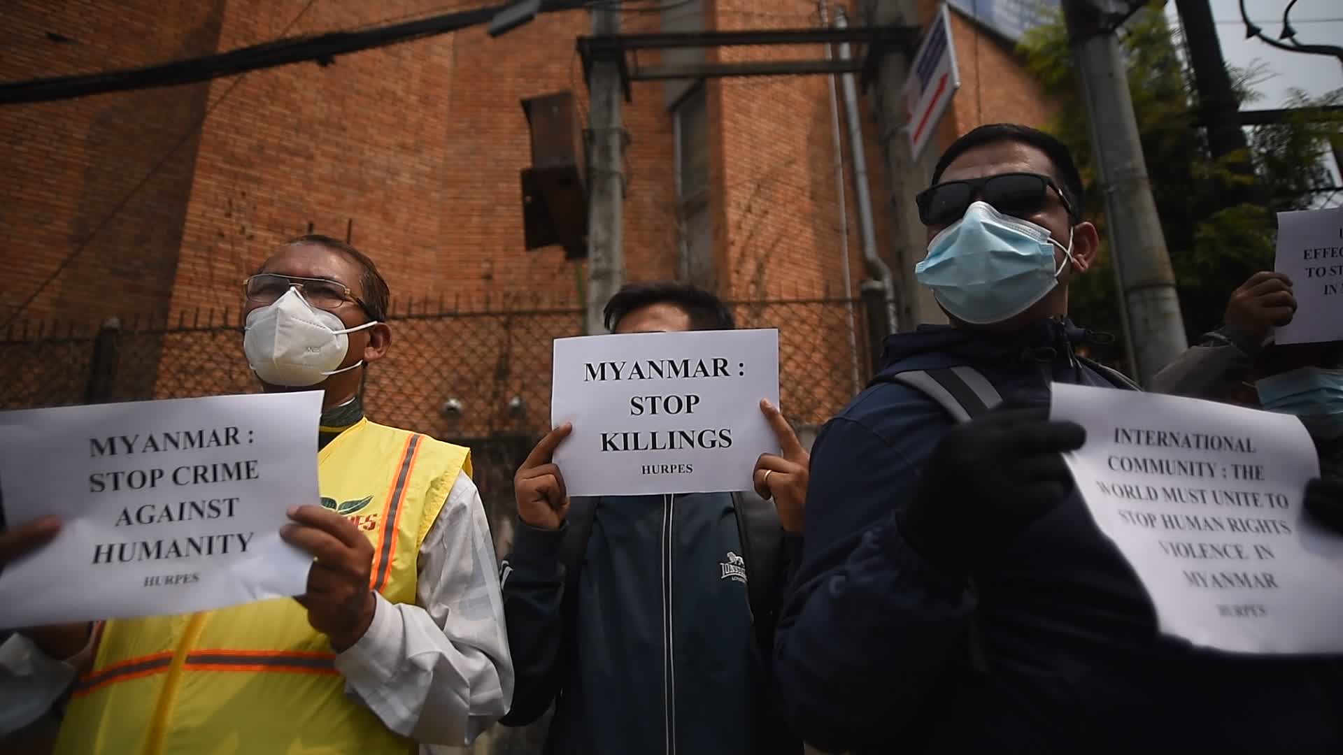 Nepalese Human Rights activists protest against Myanmar Military Coup