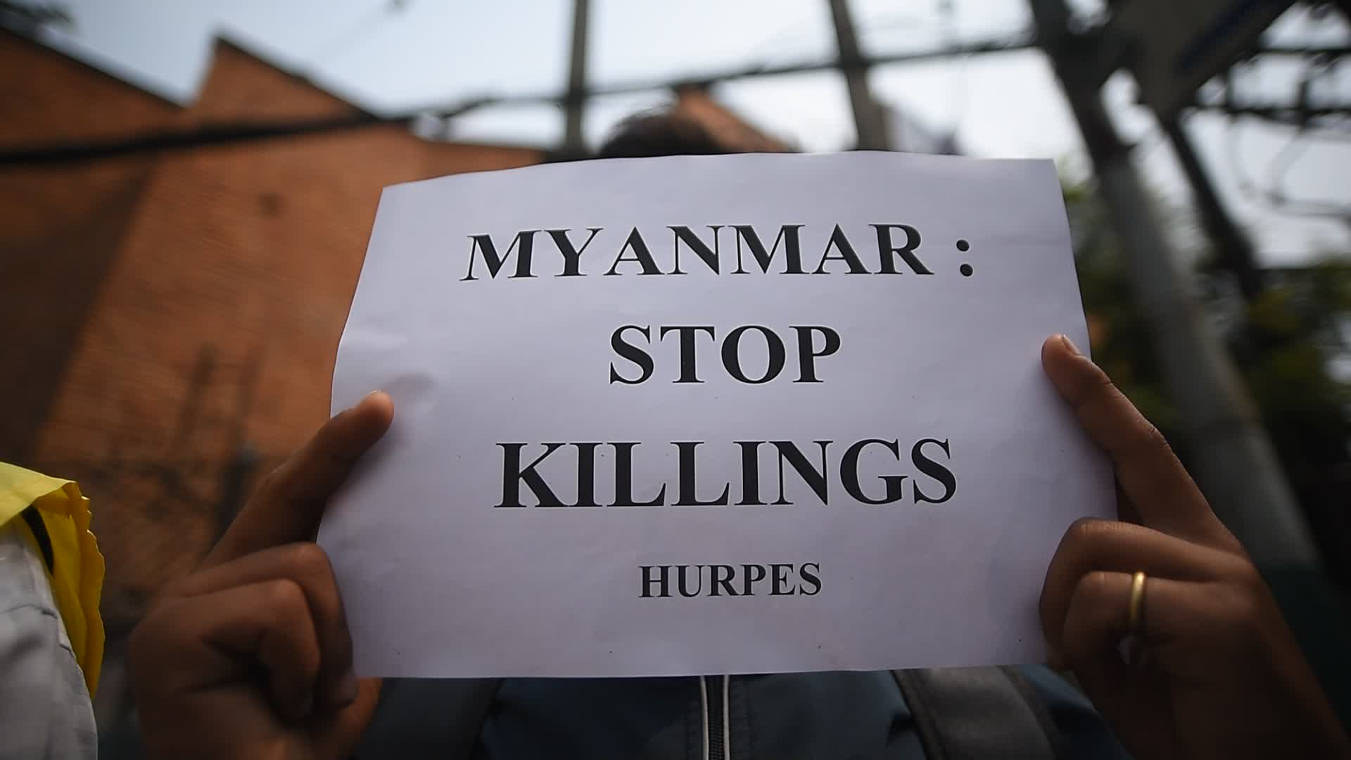 Nepalese Human Rights activists protest against Myanmar Military Coup