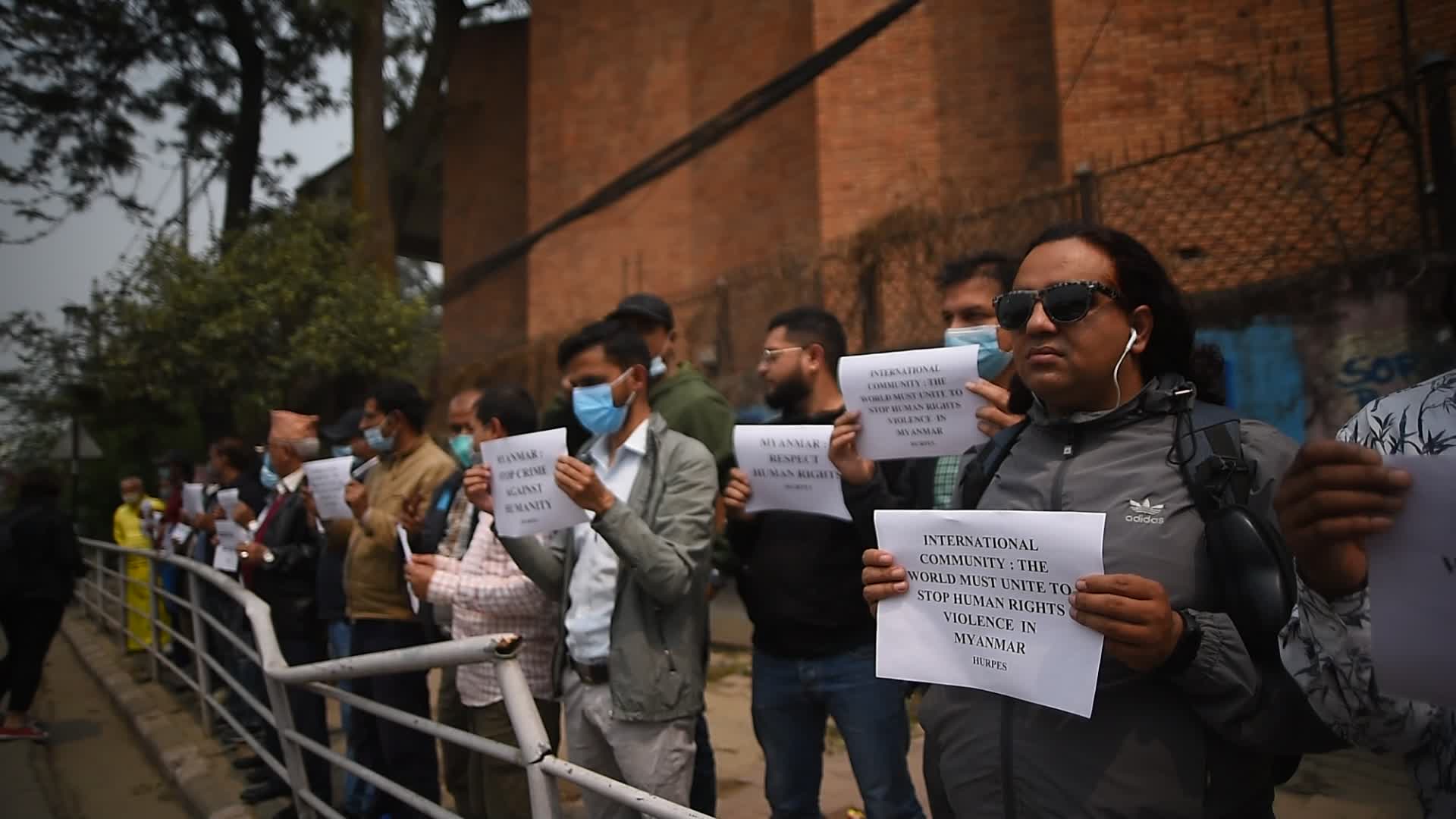 Nepalese Human Rights activists protest against Myanmar Military Coup