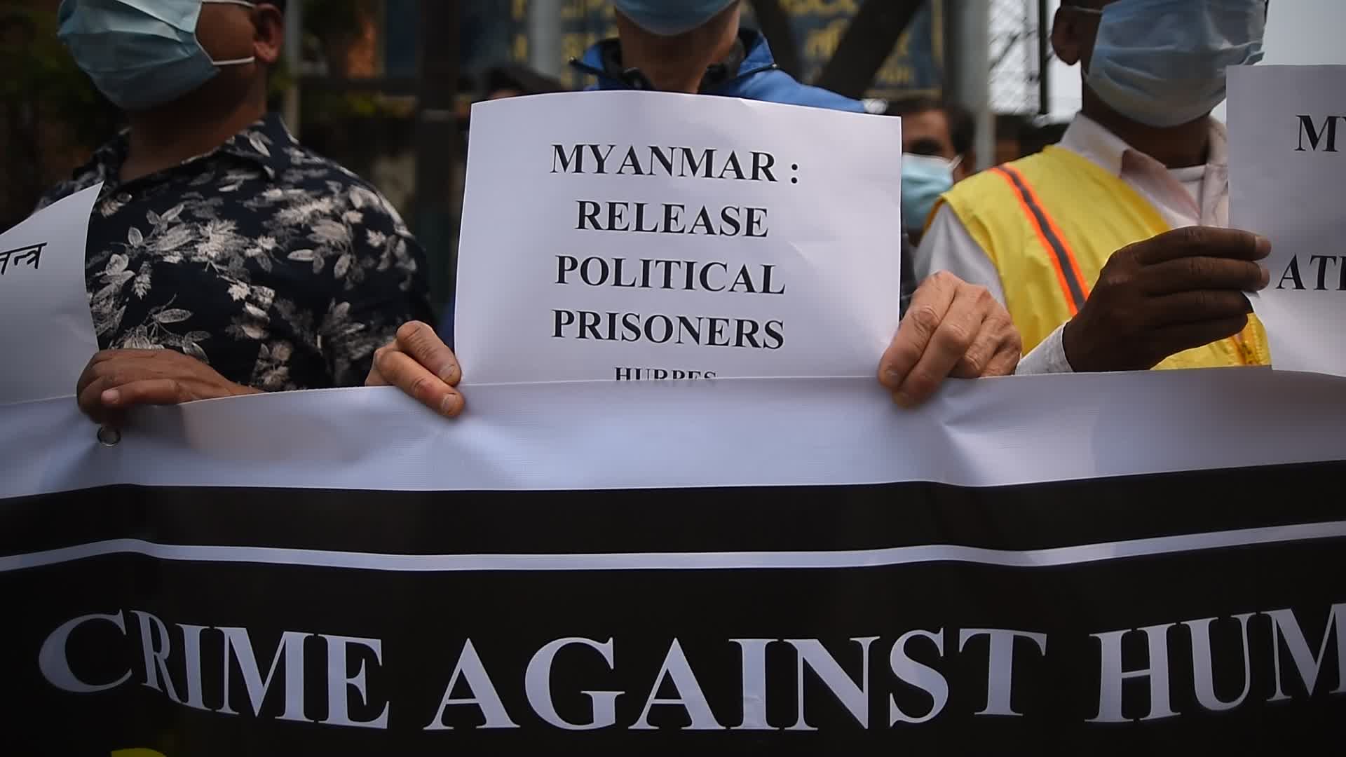 Nepalese Human Rights activists protest against Myanmar Military Coup