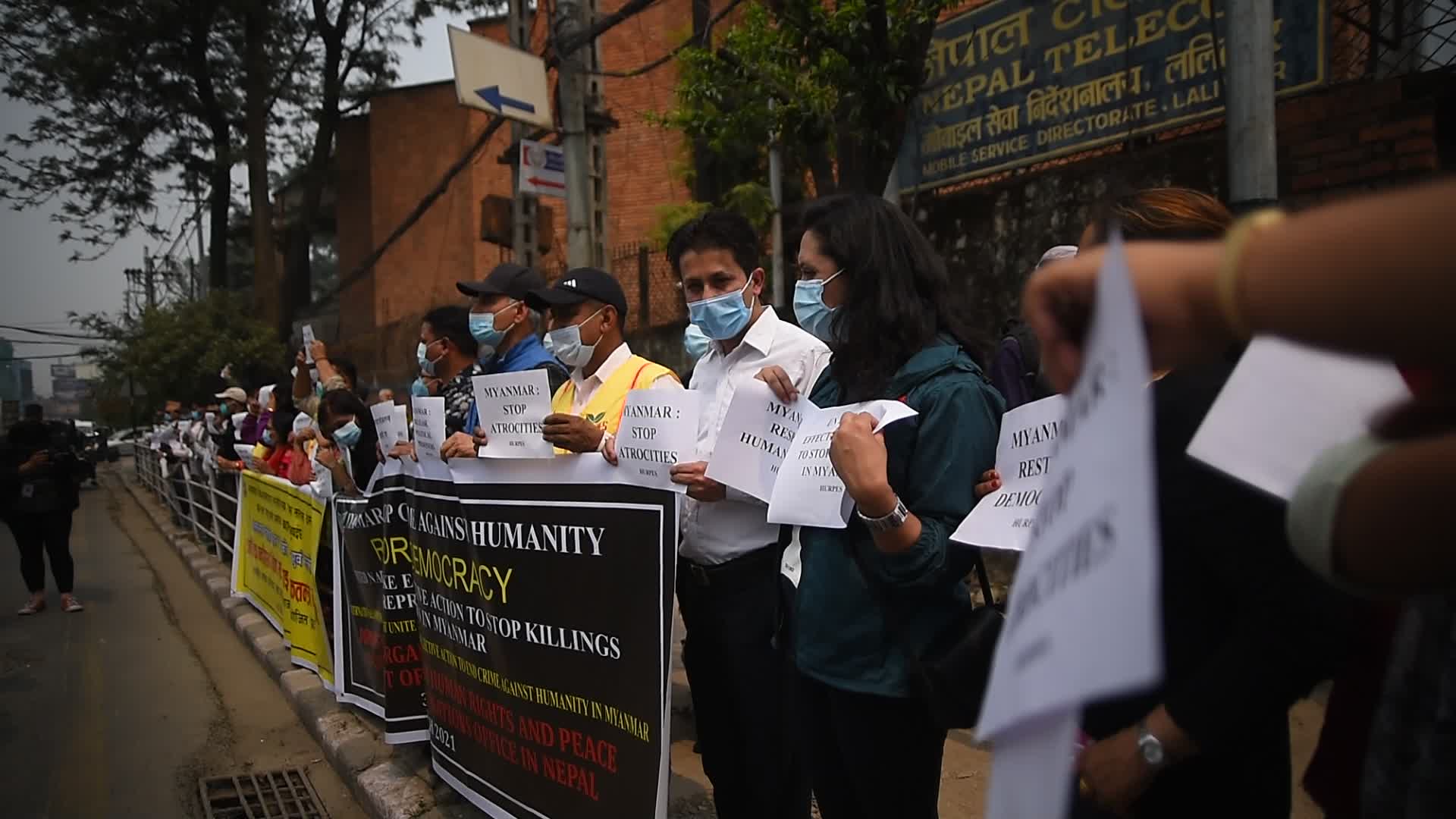 Nepalese Human Rights activists protest against Myanmar Military Coup