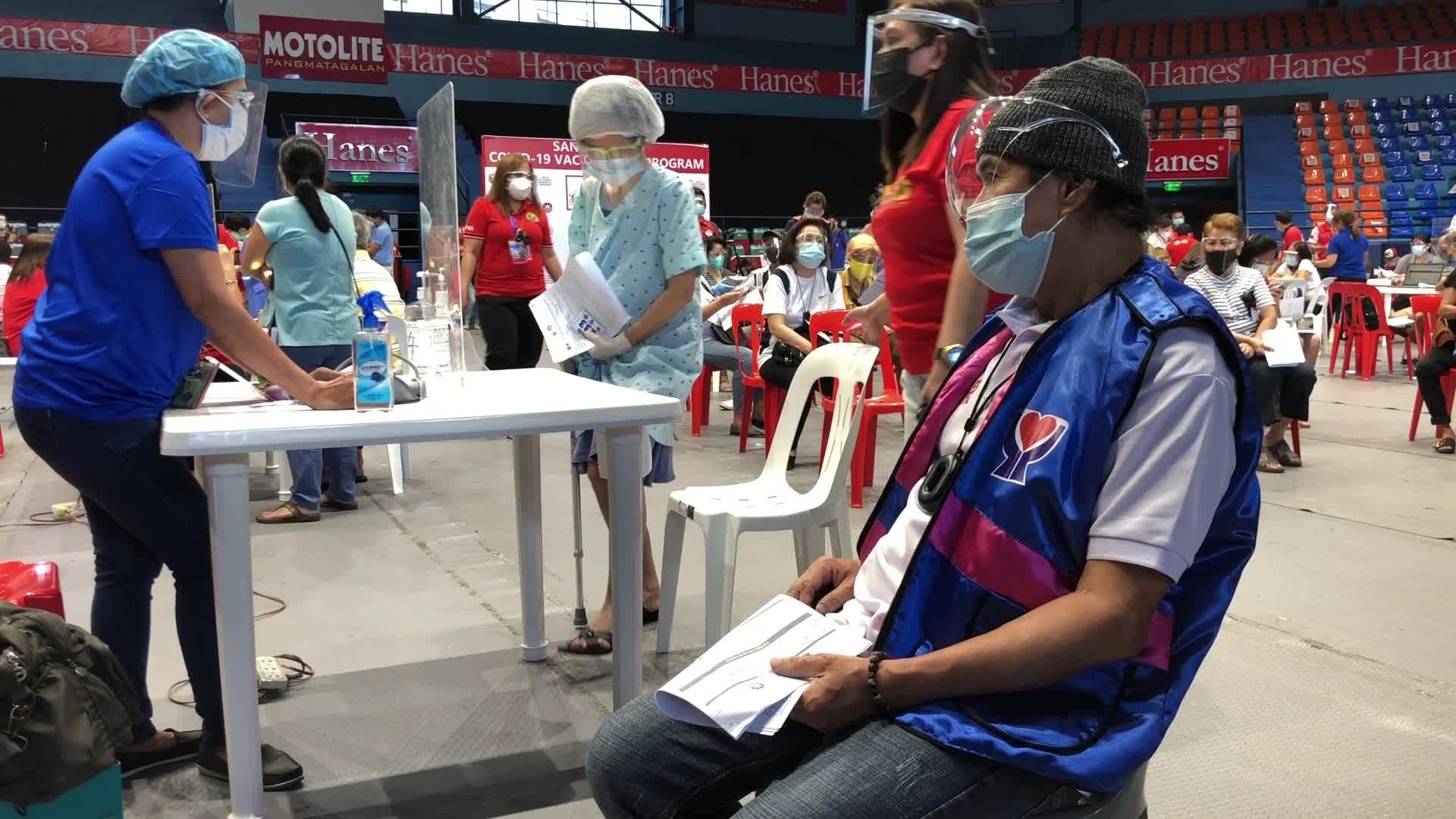 Filipino elderly citizens get the AstraZeneca COVID19 vaccine