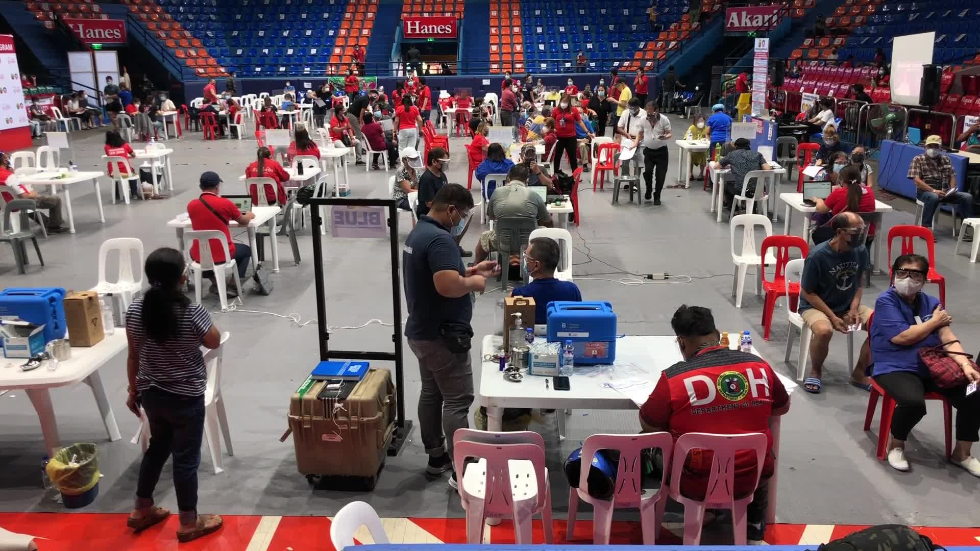 Filipino elderly citizens get the AstraZeneca COVID19 vaccine