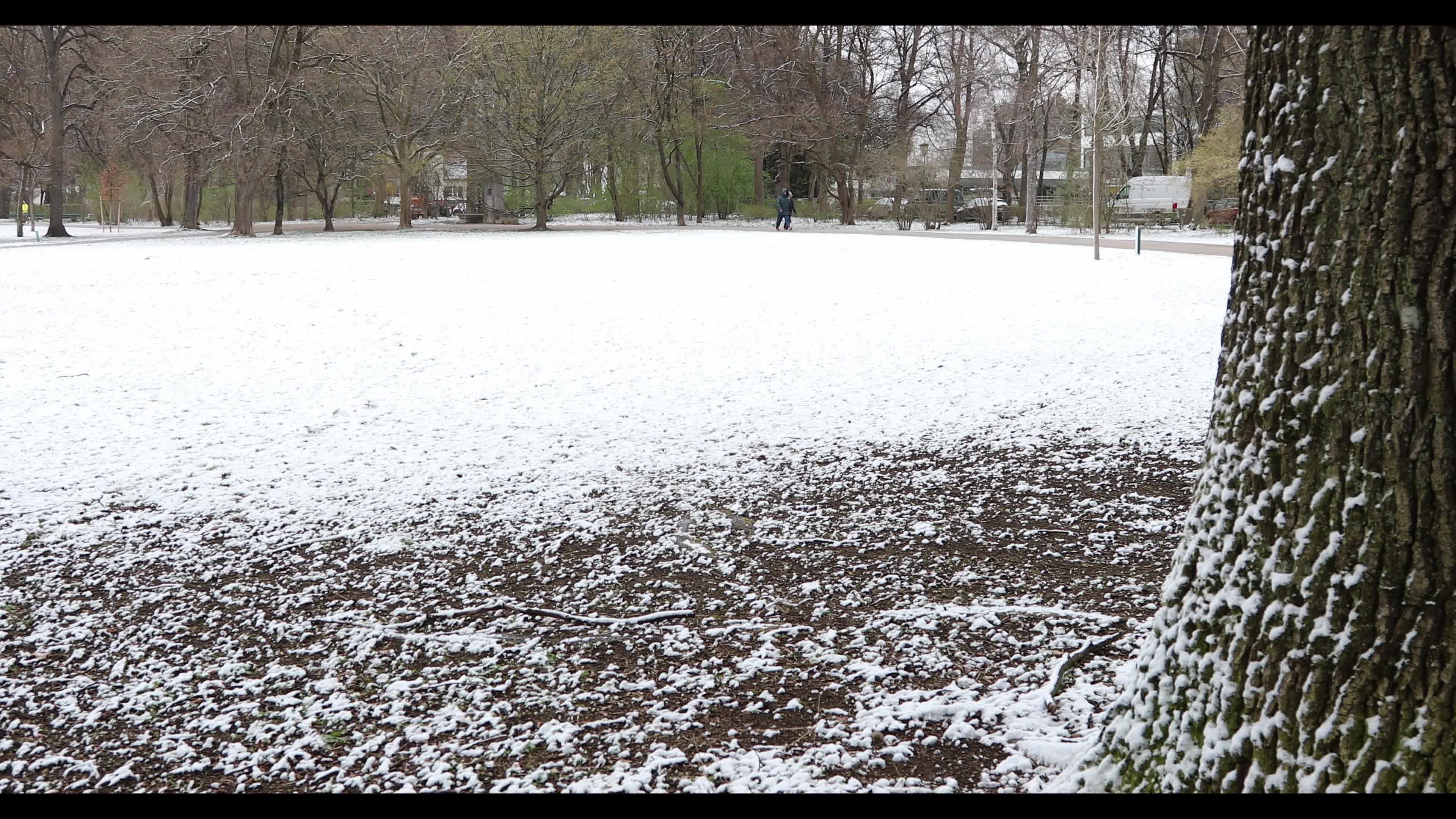 Snow in Munich amid the Covid-19 pandemic