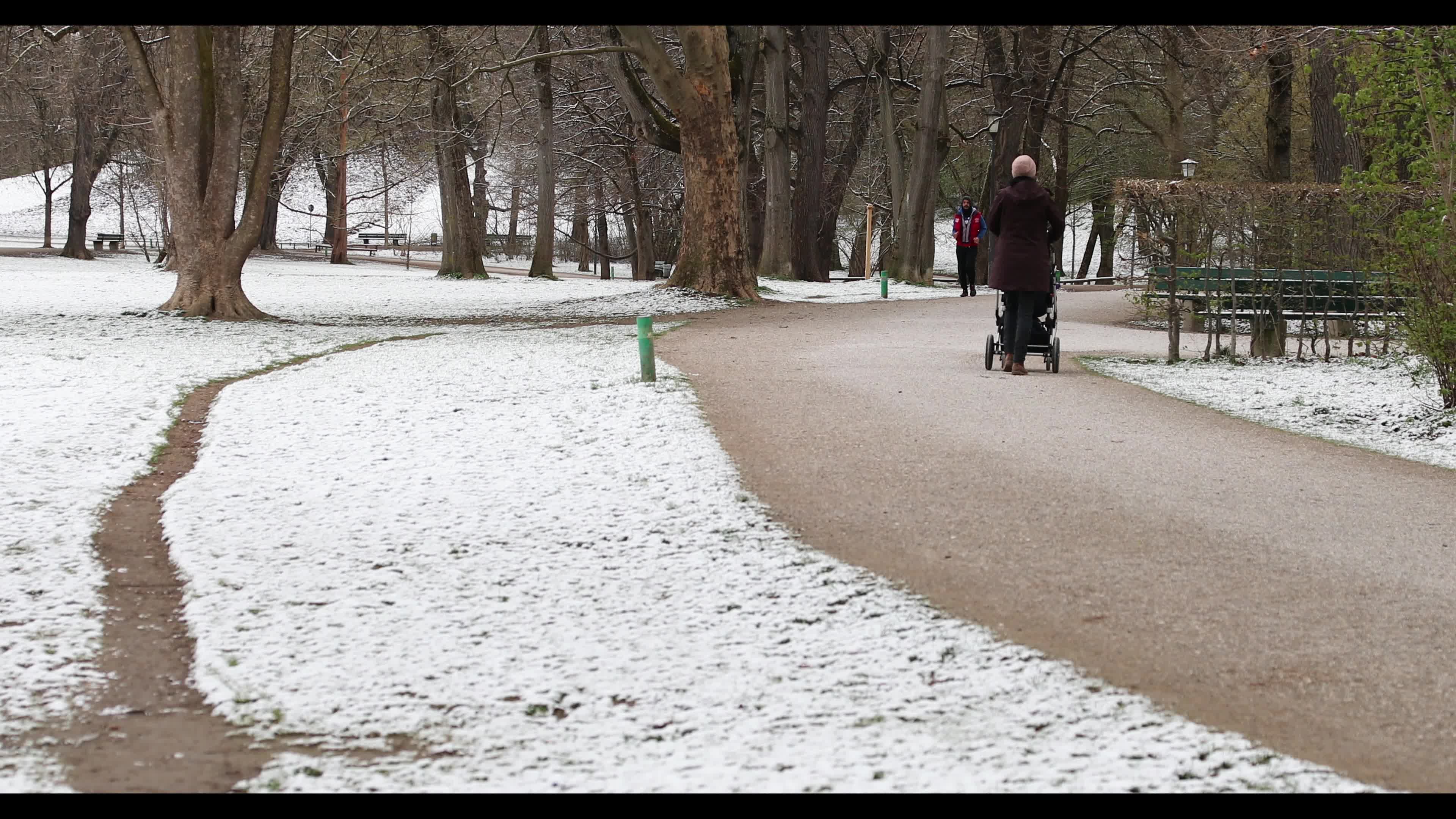 Snow in Munich amid the Covid-19 pandemic
