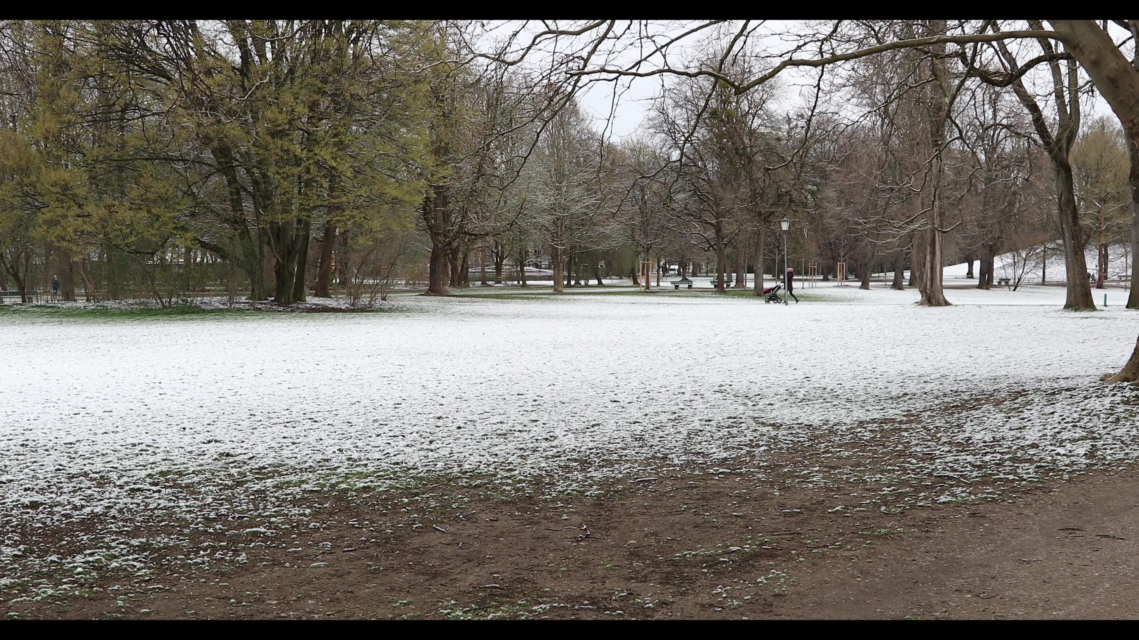 Snow in Munich amid the Covid-19 pandemic