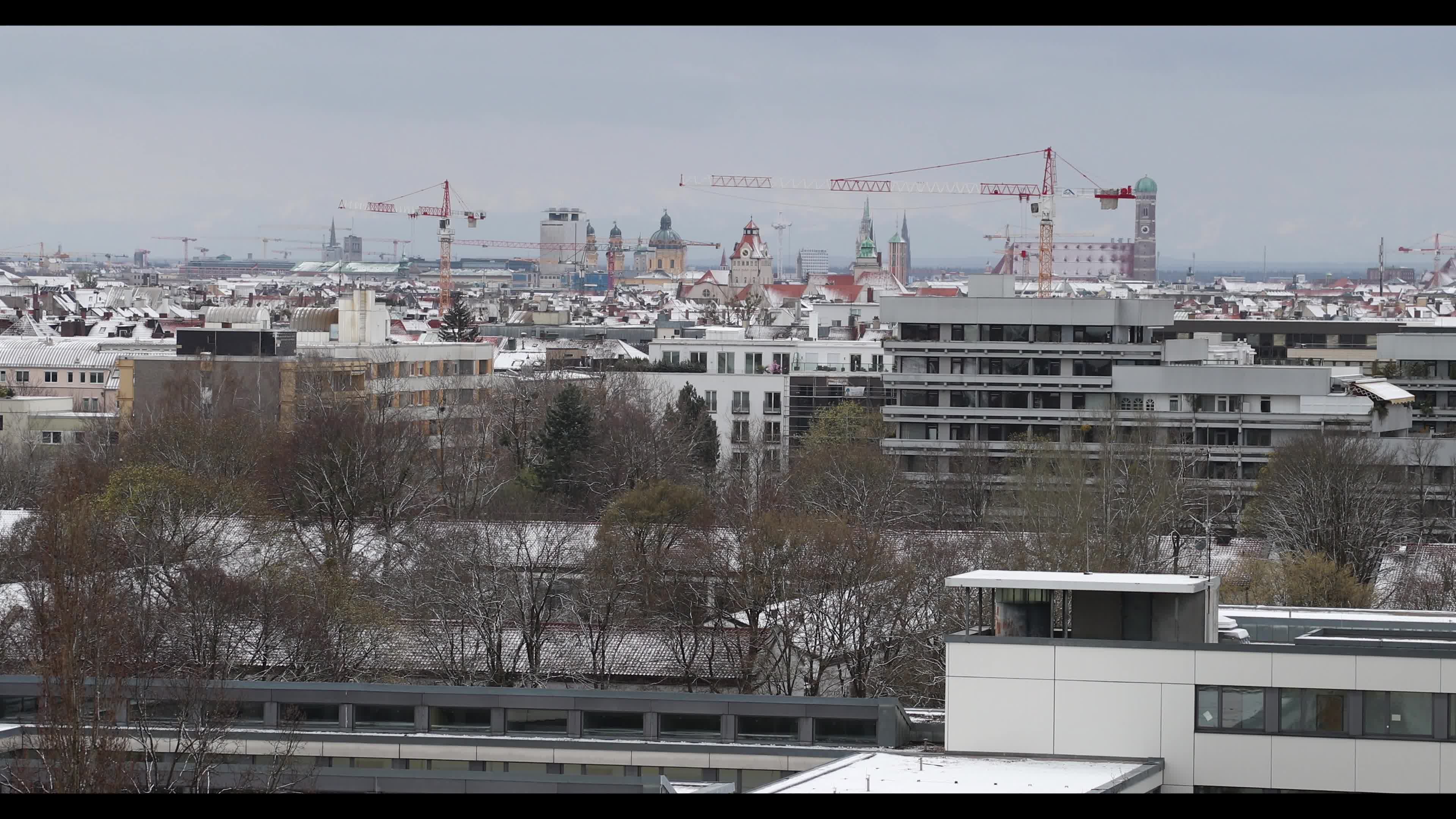 Snow in Munich amid the Covid-19 pandemic