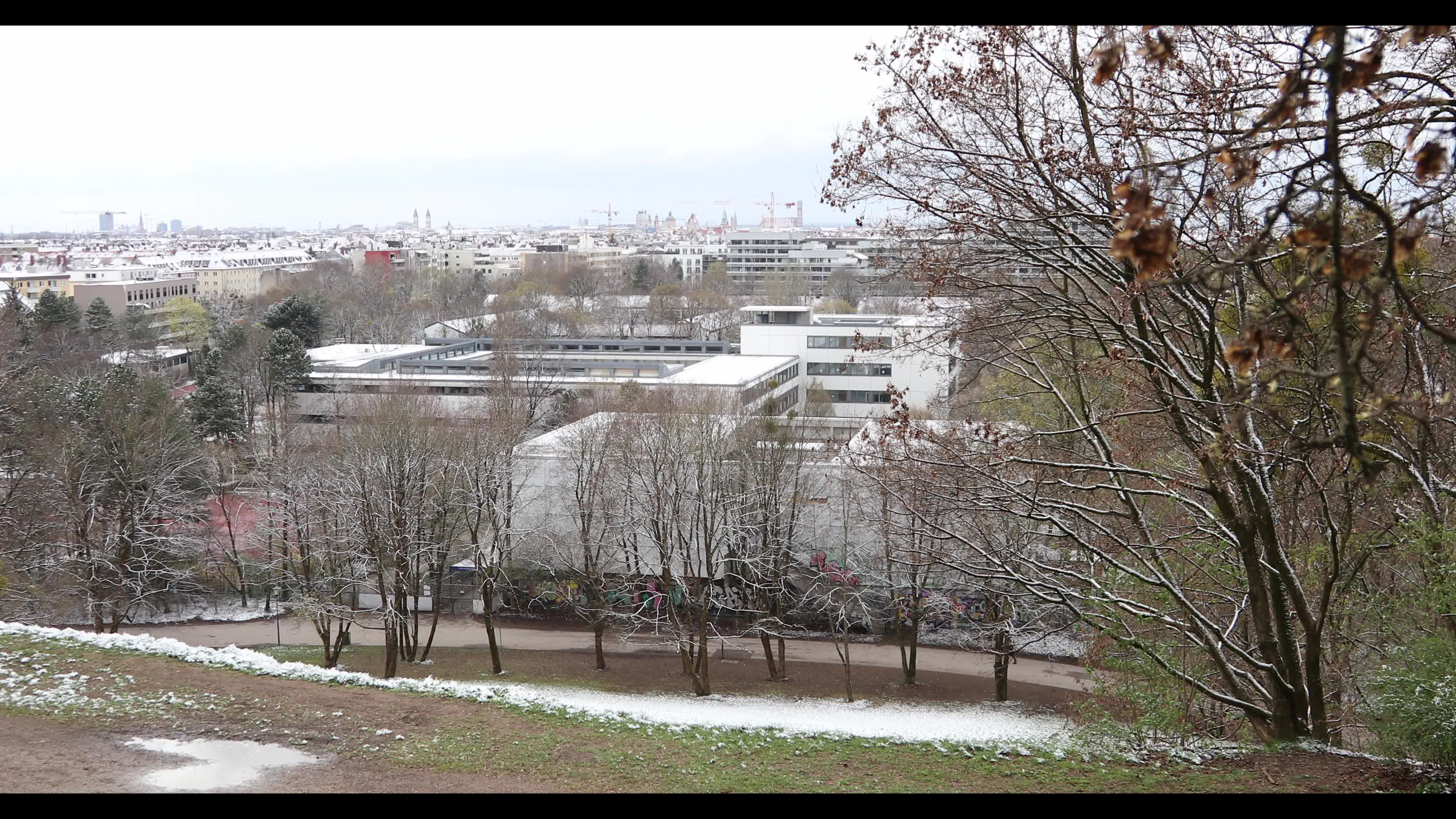 Snow in Munich amid the Covid-19 pandemic