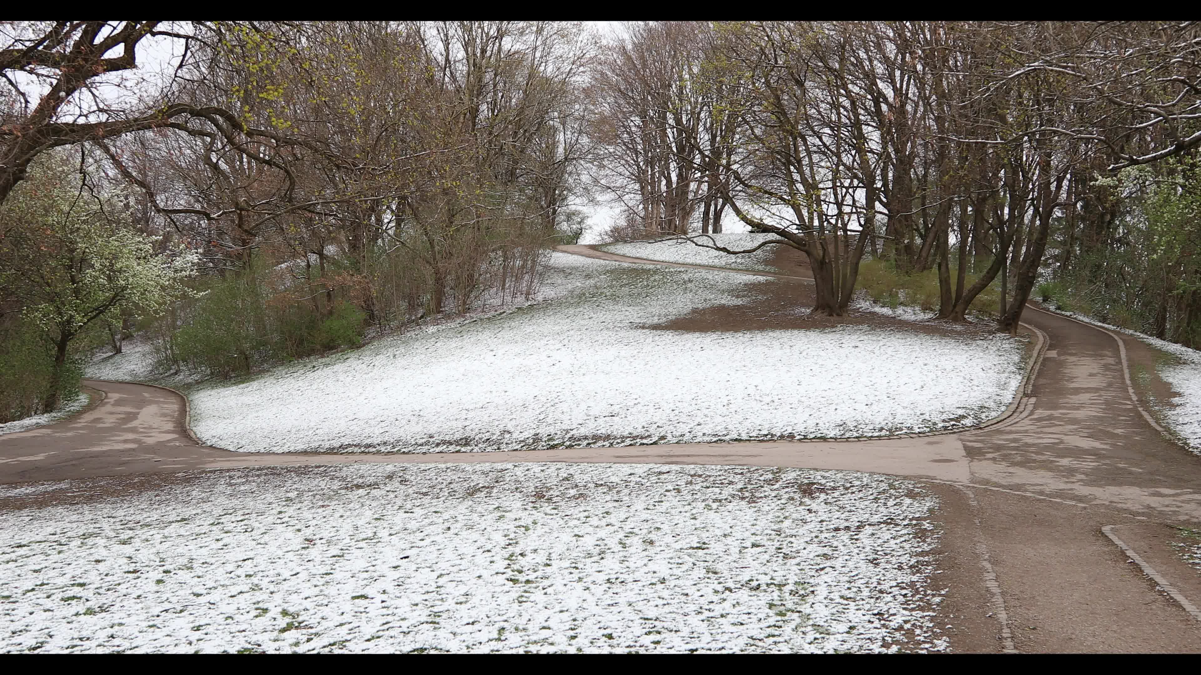 Snow in Munich amid the Covid-19 pandemic