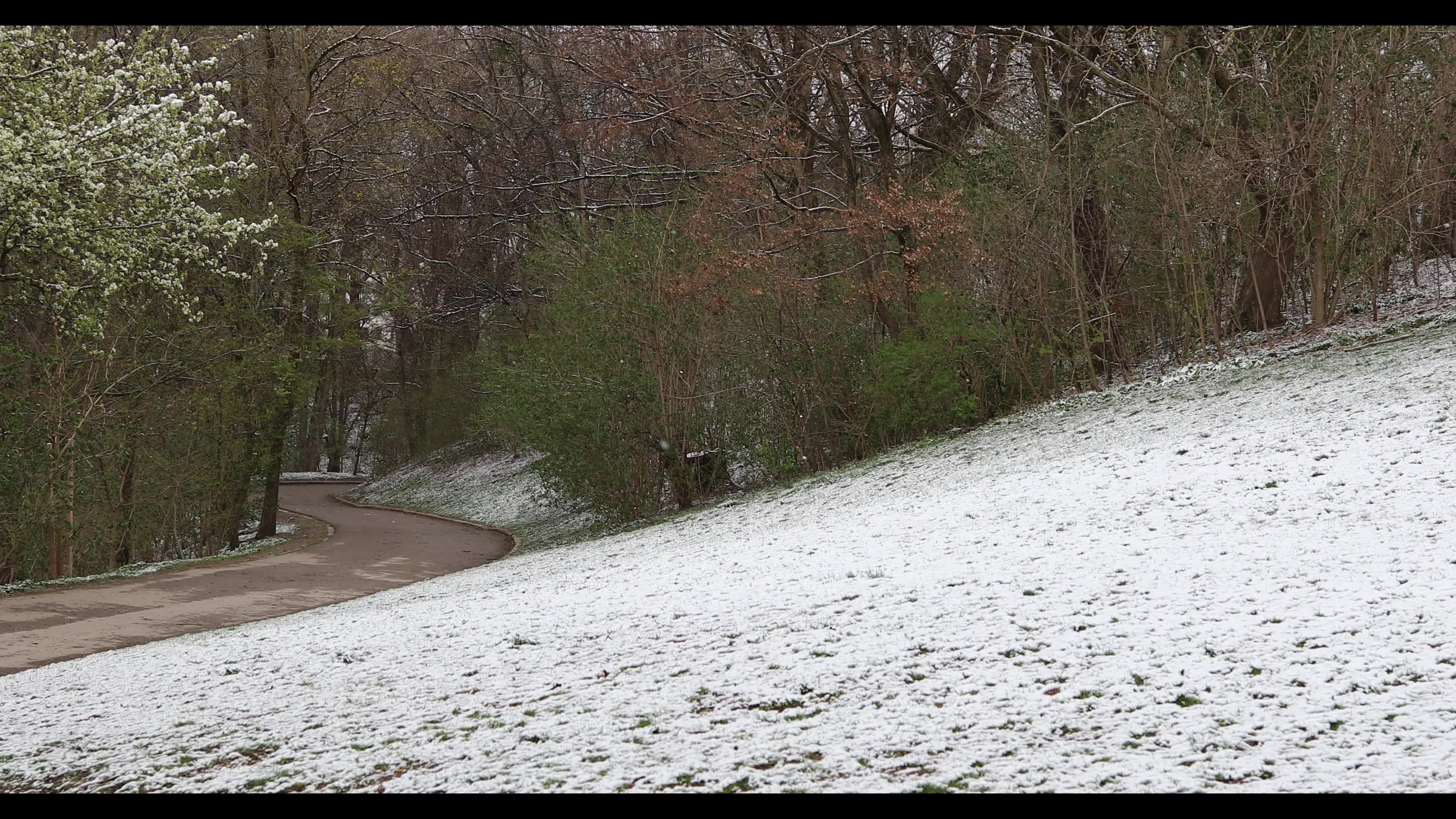 Snow in Munich amid the Covid-19 pandemic