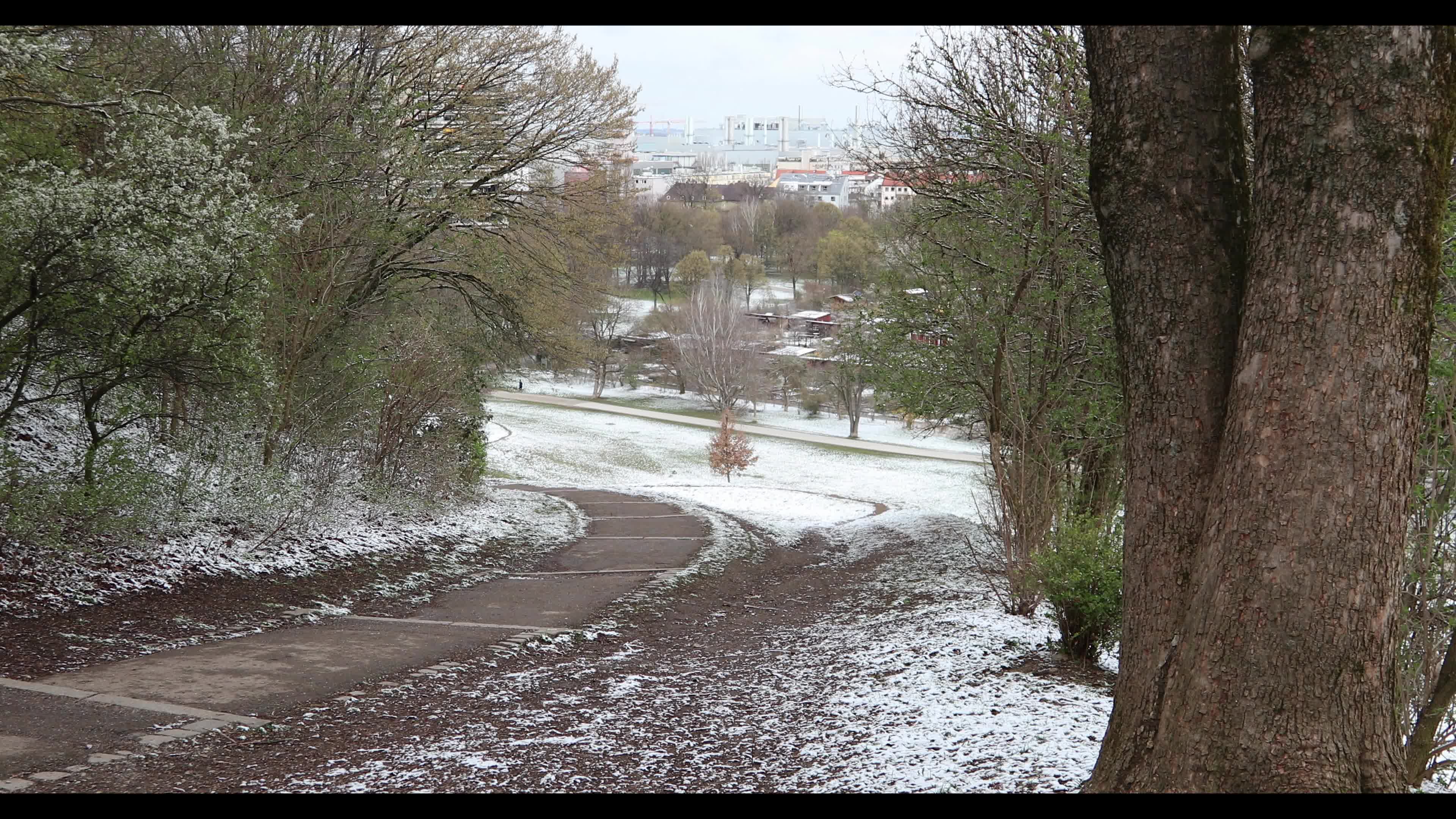 Snow in Munich amid the Covid-19 pandemic