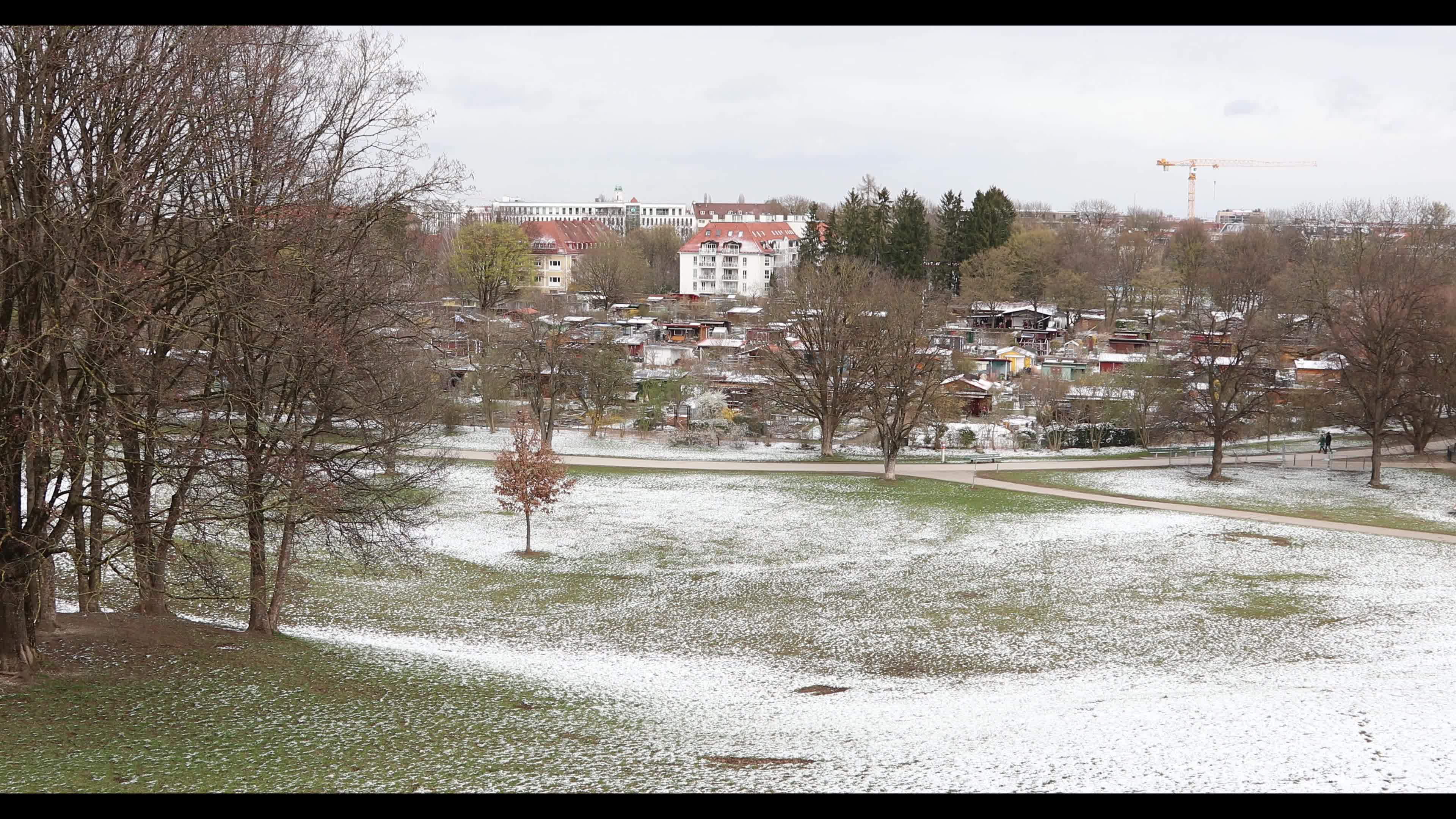 Snow in Munich amid the Covid-19 pandemic