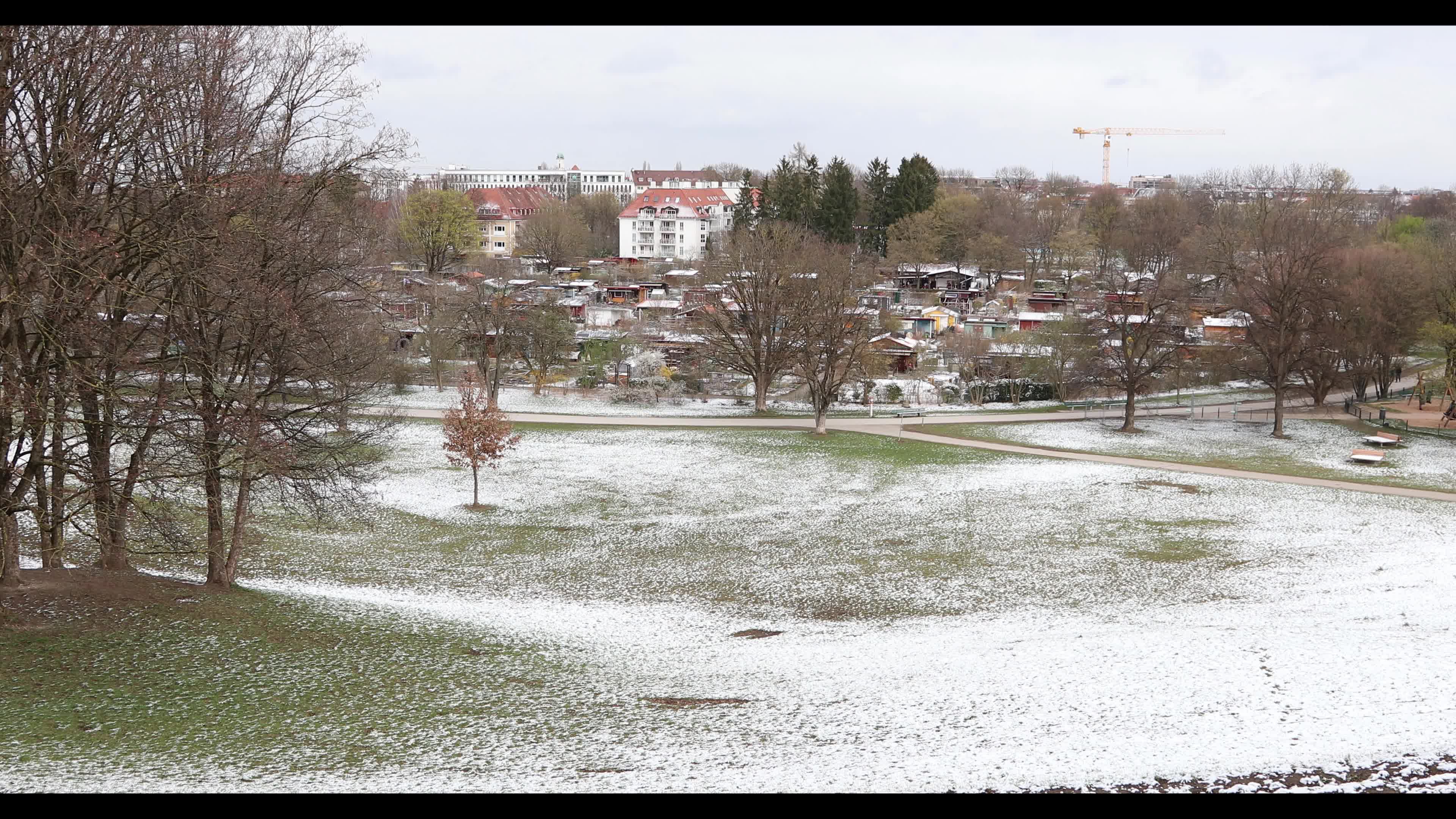 Snow in Munich amid the Covid-19 pandemic
