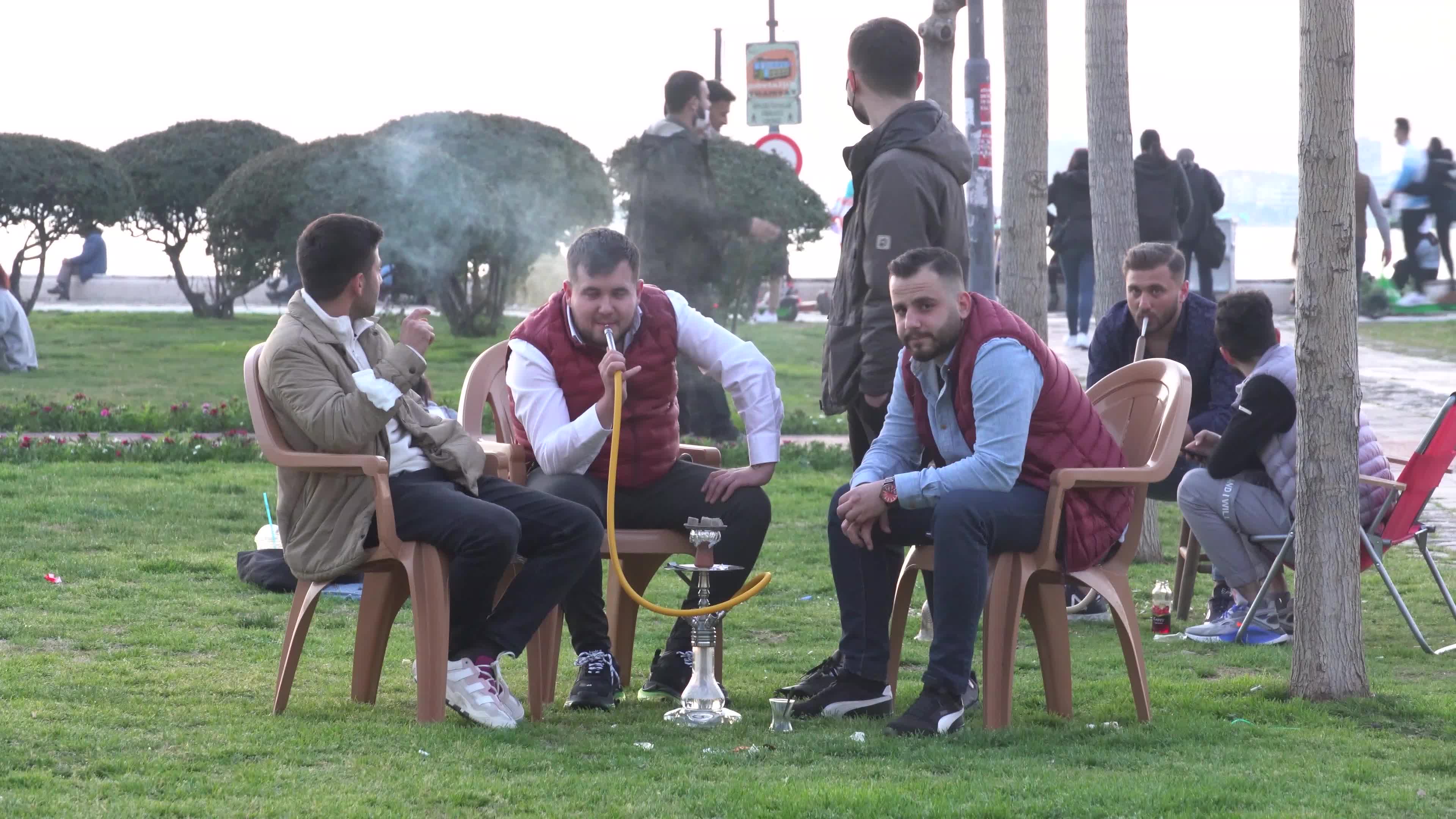 Turkish people enjoy spring time during outbreak Covid-19 in Izmir, Turkey