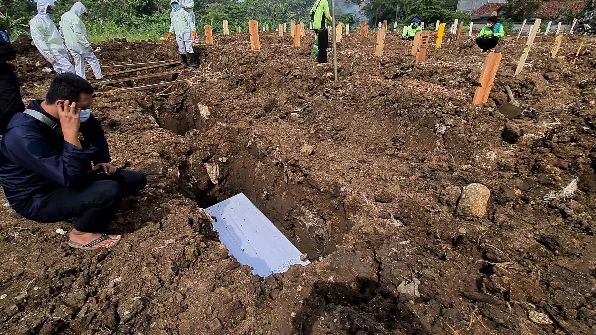 Burial of Covid-19 victims in Indonesia