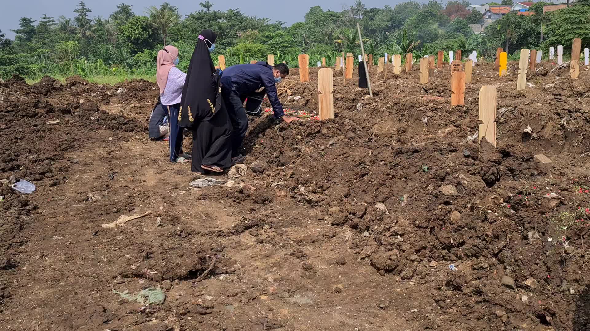Burial of Covid-19 victims in Indonesia