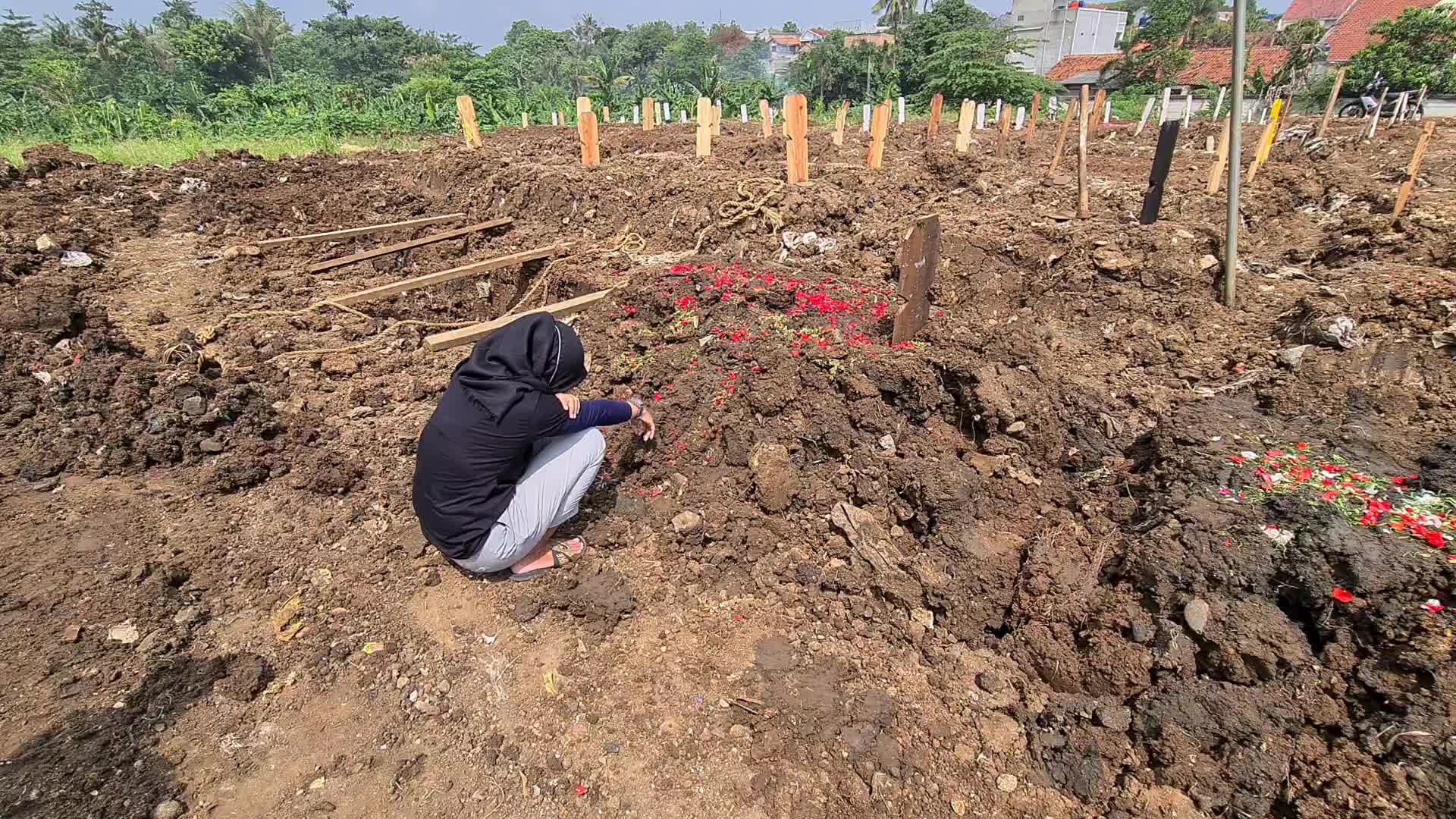 Burial of Covid-19 victims in Indonesia