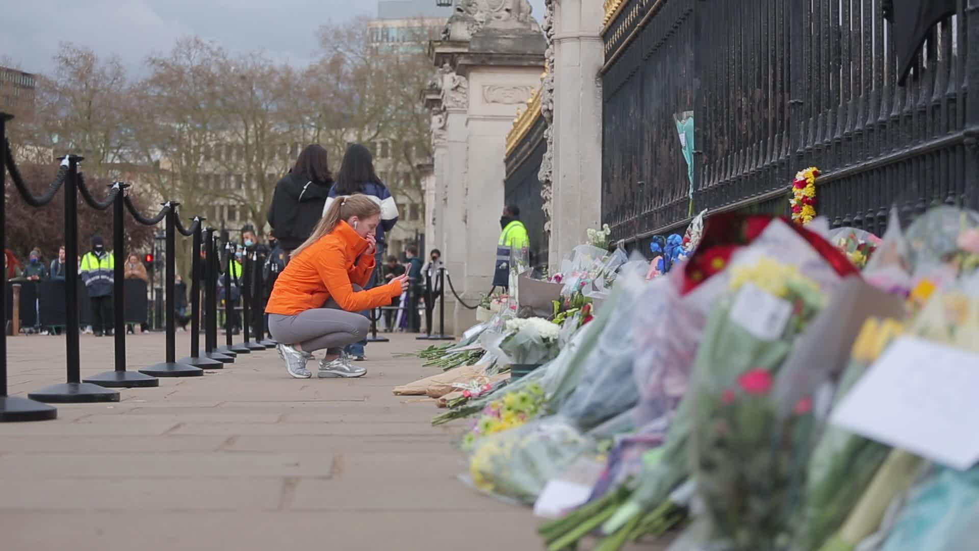 Flowers laid at Buckingham Palace following the death of Prince Philip