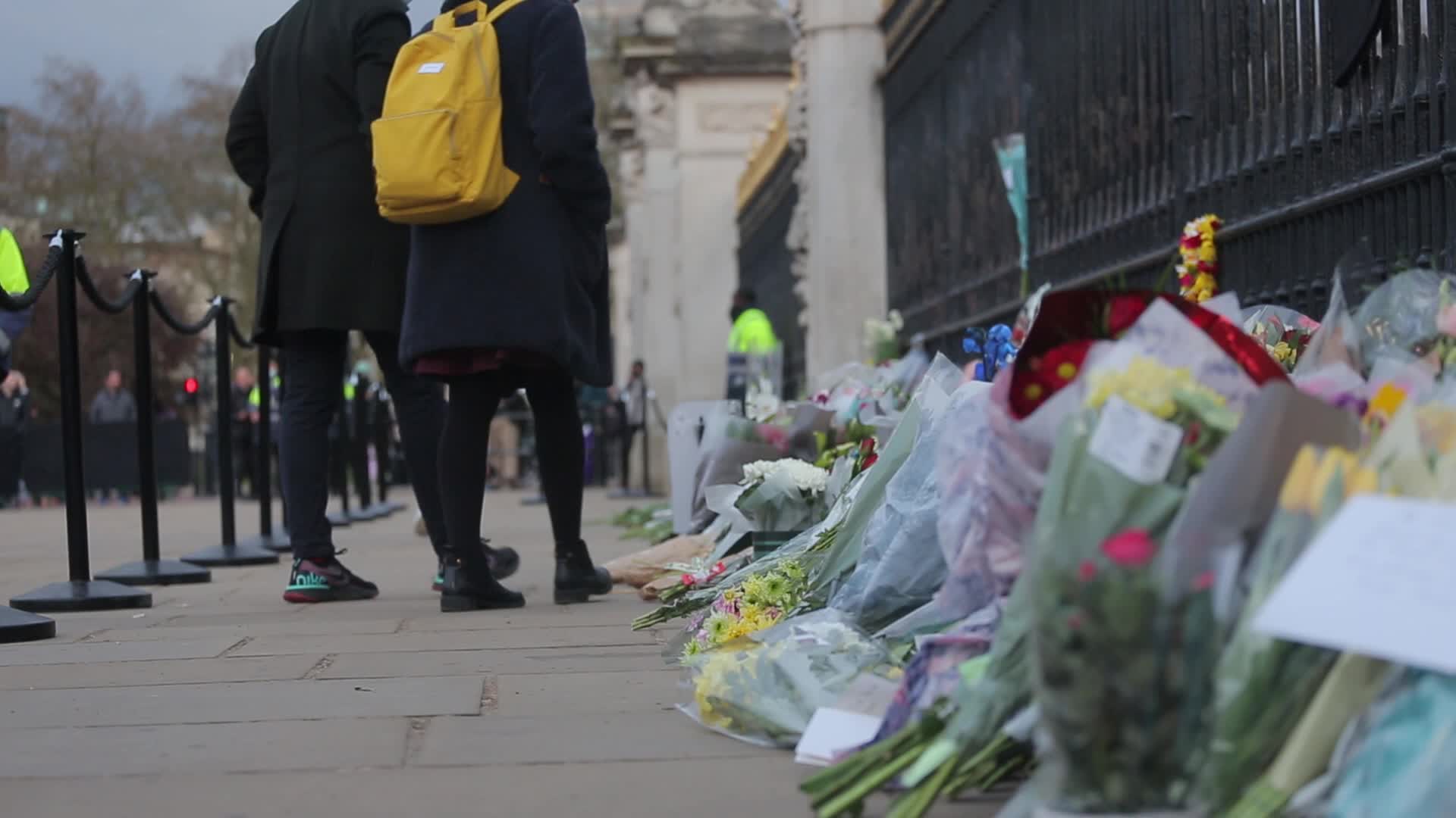 Flowers laid at Buckingham Palace following the death of Prince Philip