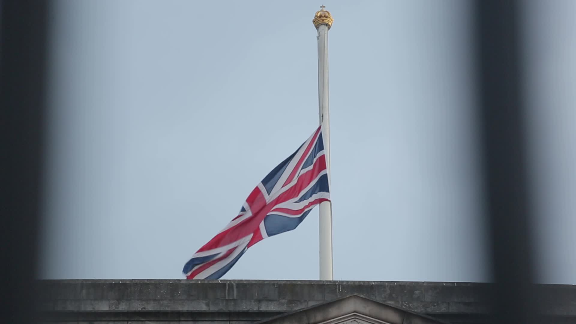 Union flag flies half-mast at Buckingham Palace