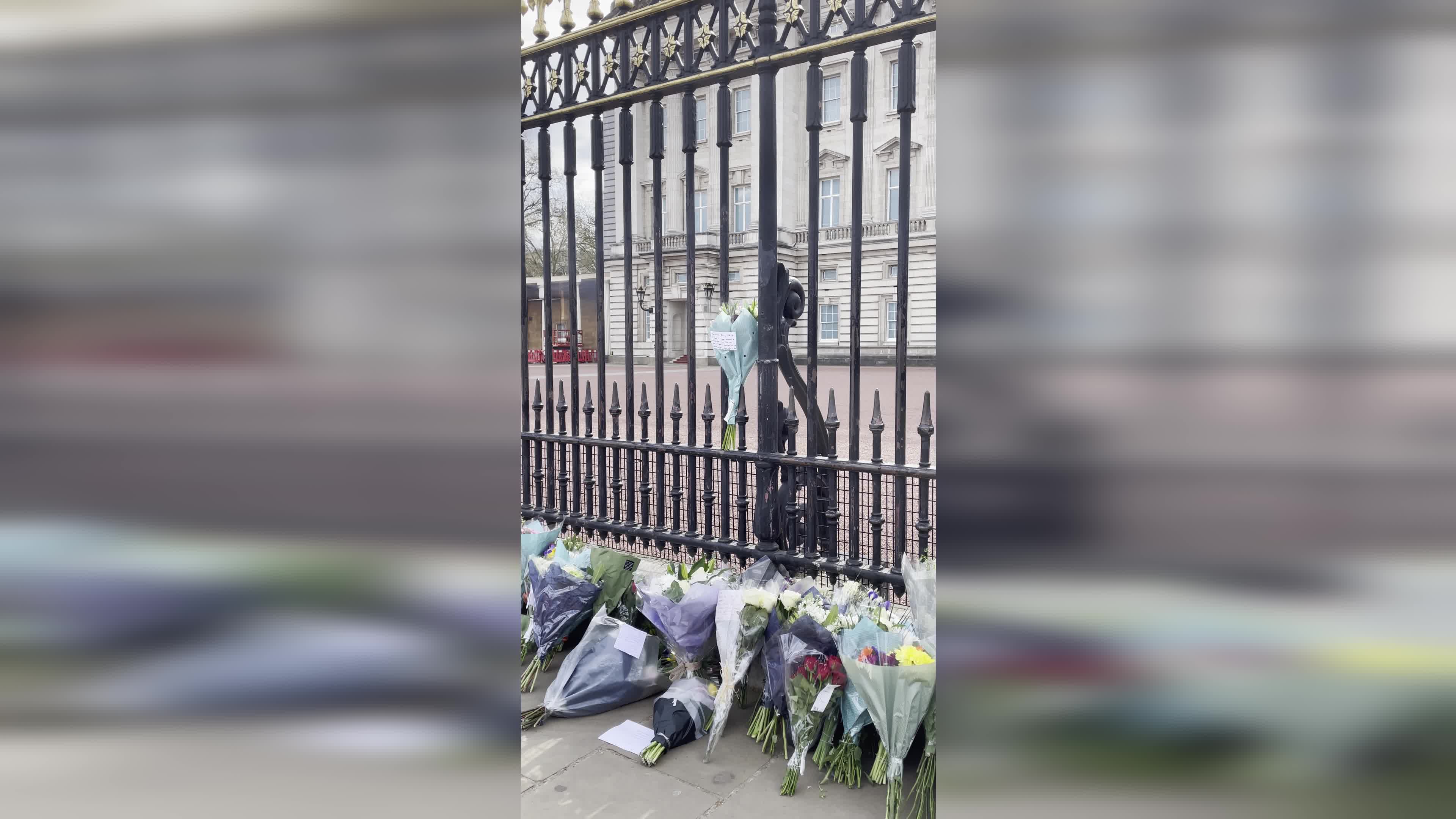 Flowers laid at Buckingham Palace following the death of Prince Philip