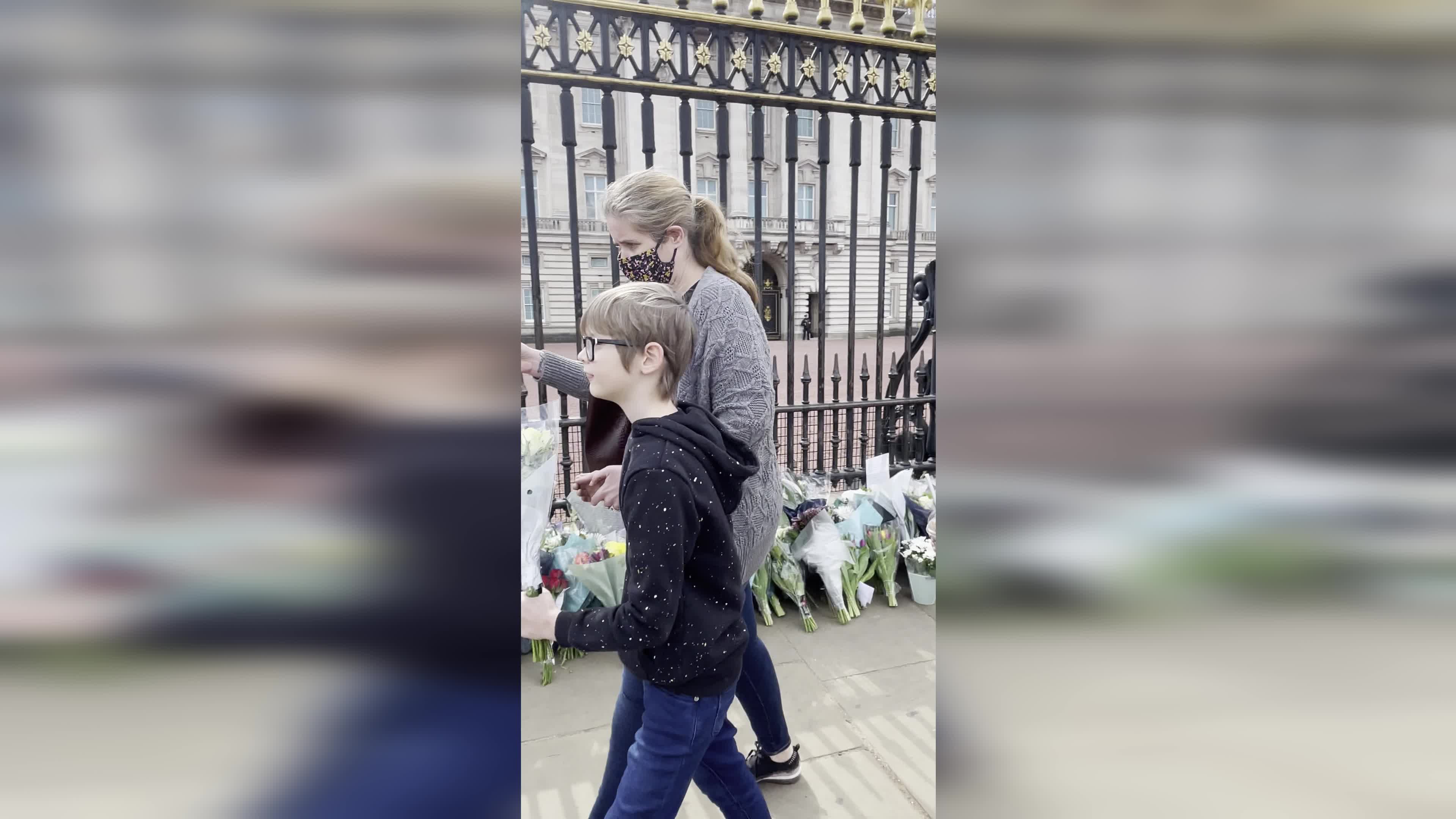 Flowers laid at Buckingham Palace following the death of Prince Philip