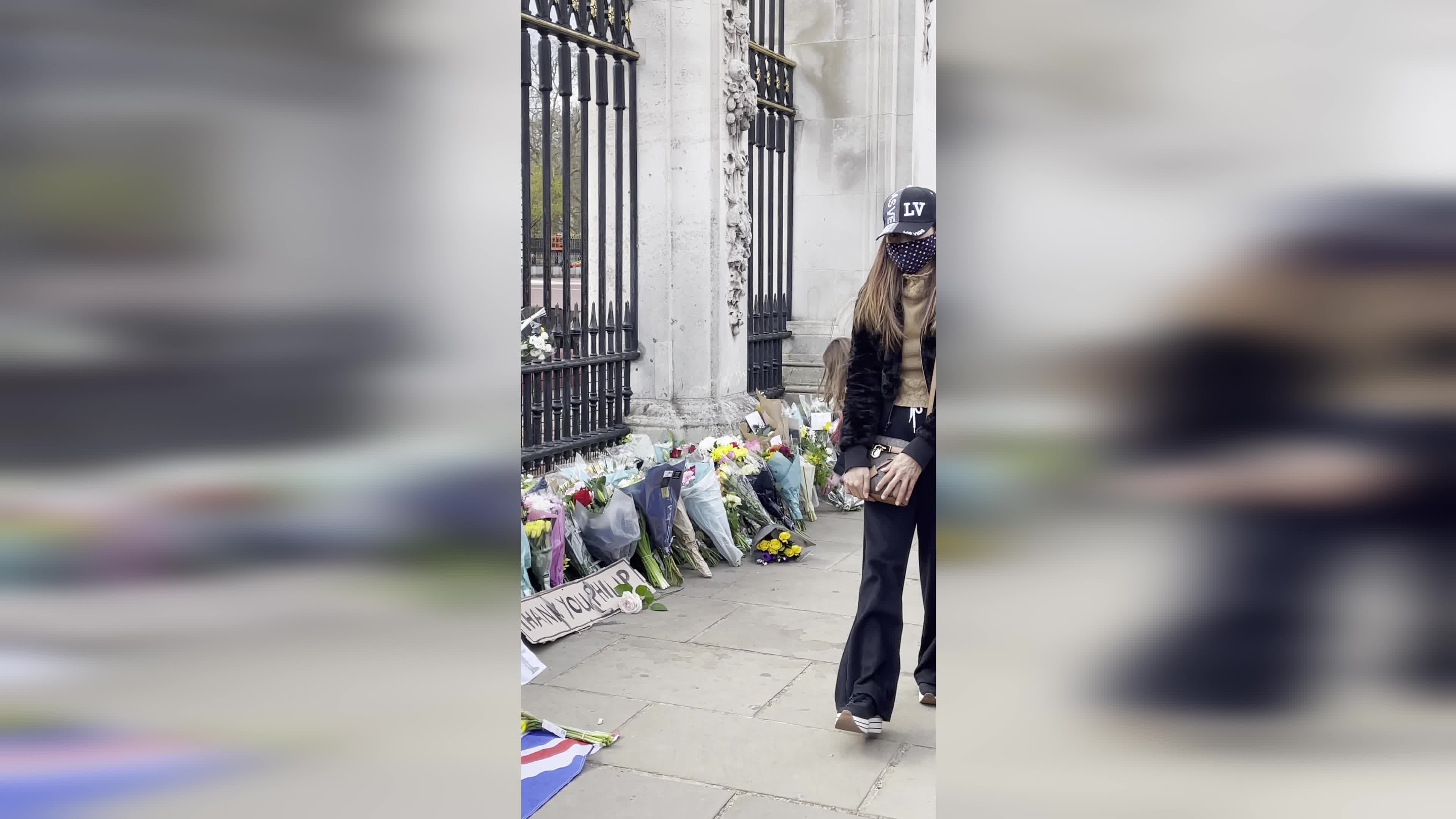 Flowers laid at Buckingham Palace following the death of Prince Philip