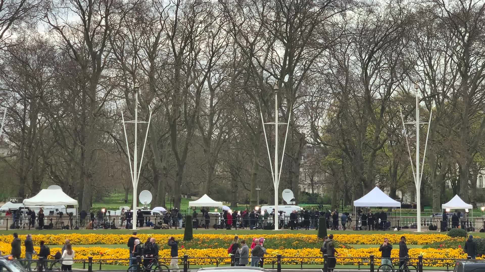 Flowers laid at Buckingham Palace following the death of Prince Philip