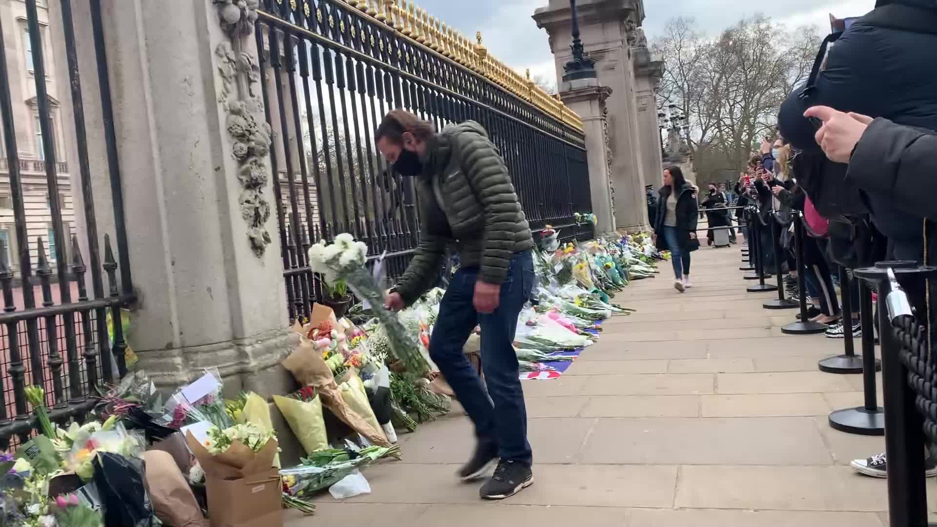 Flowers laid at Buckingham Palace following the death of Prince Philip