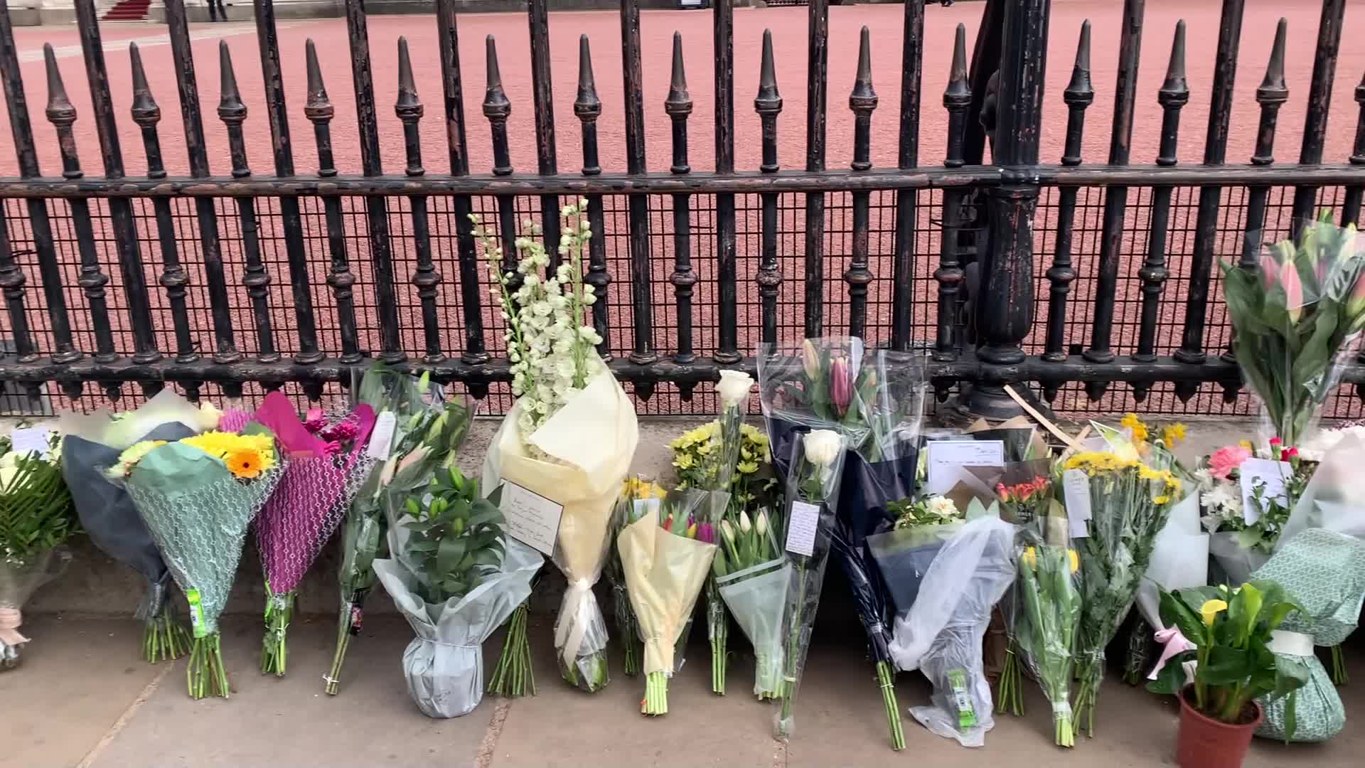 Flowers laid at Buckingham Palace following the death of Prince Philip