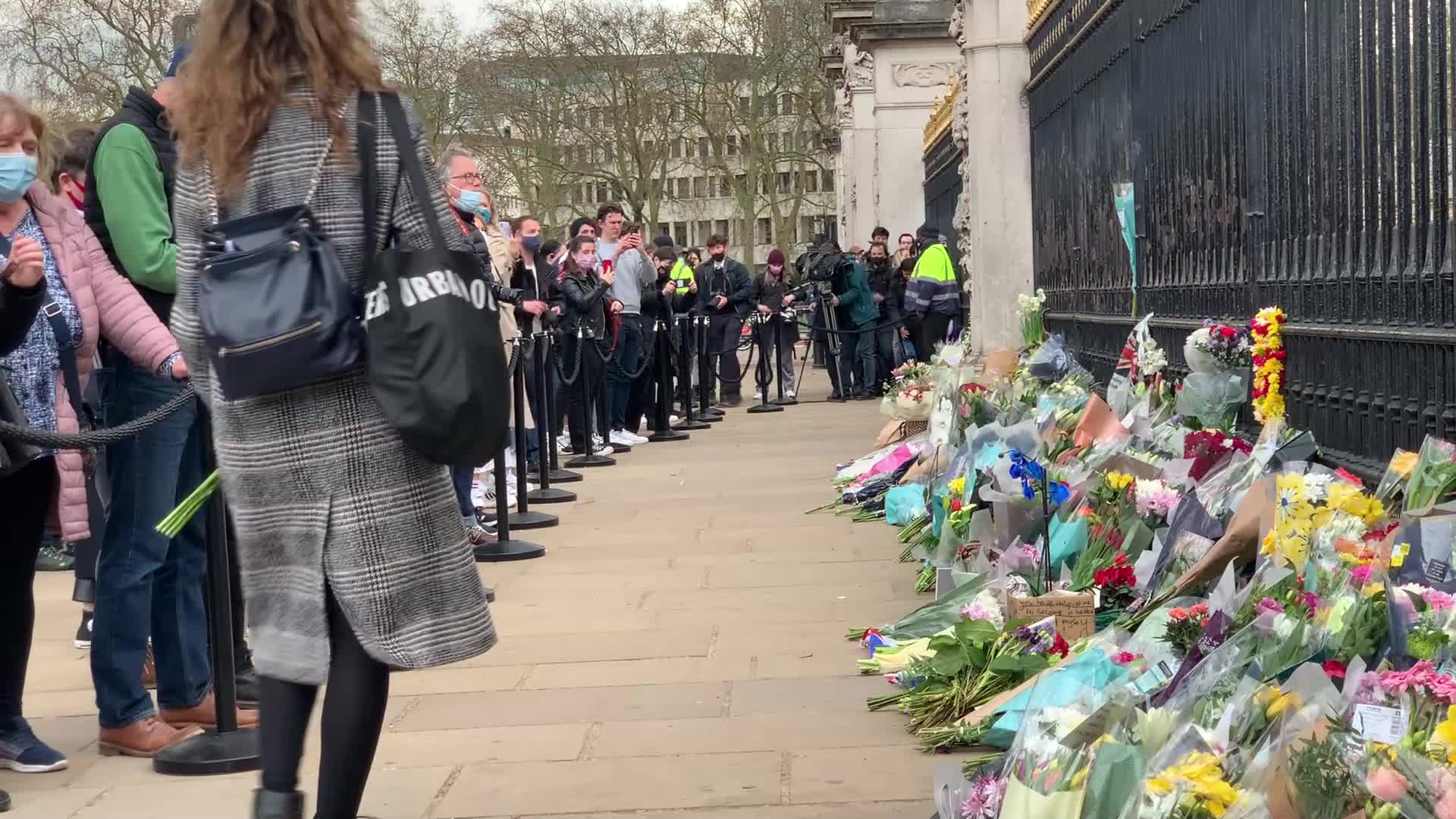 Flowers laid at Buckingham Palace following the death of Prince Philip