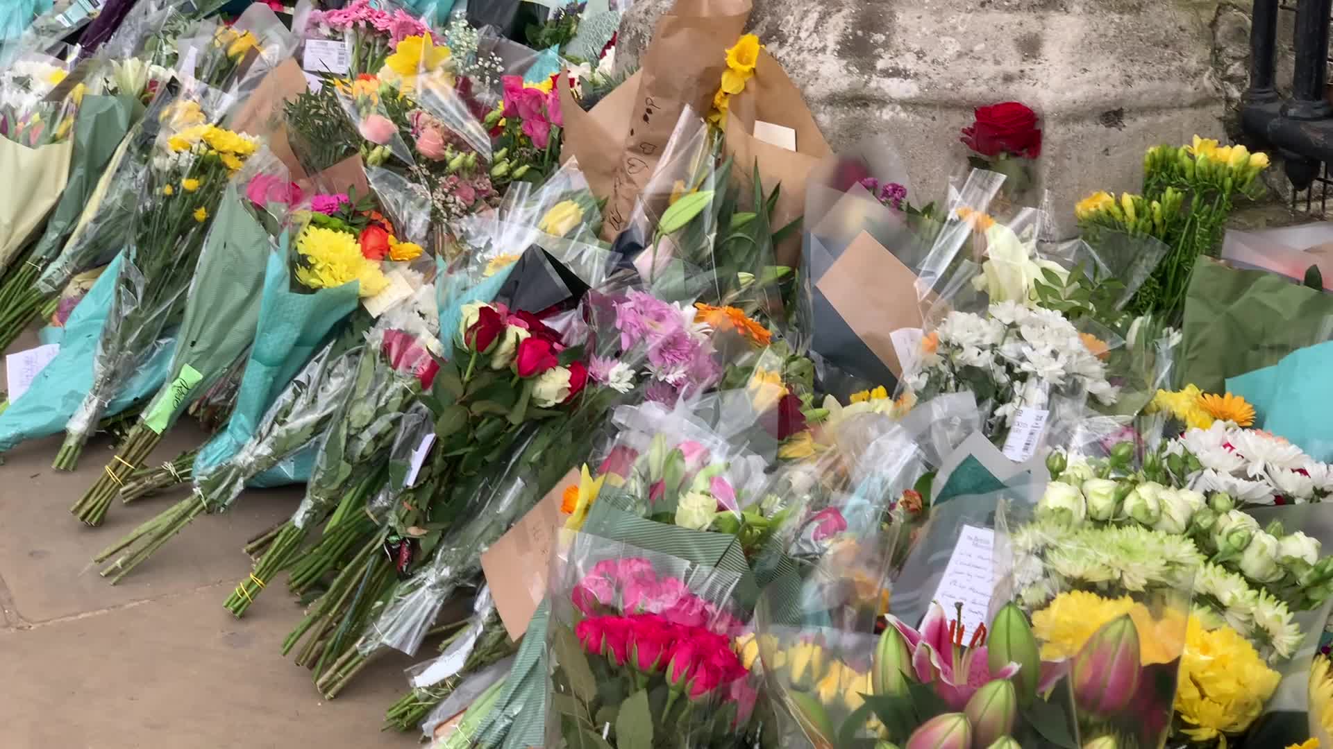 Flowers laid at Buckingham Palace following the death of Prince Philip