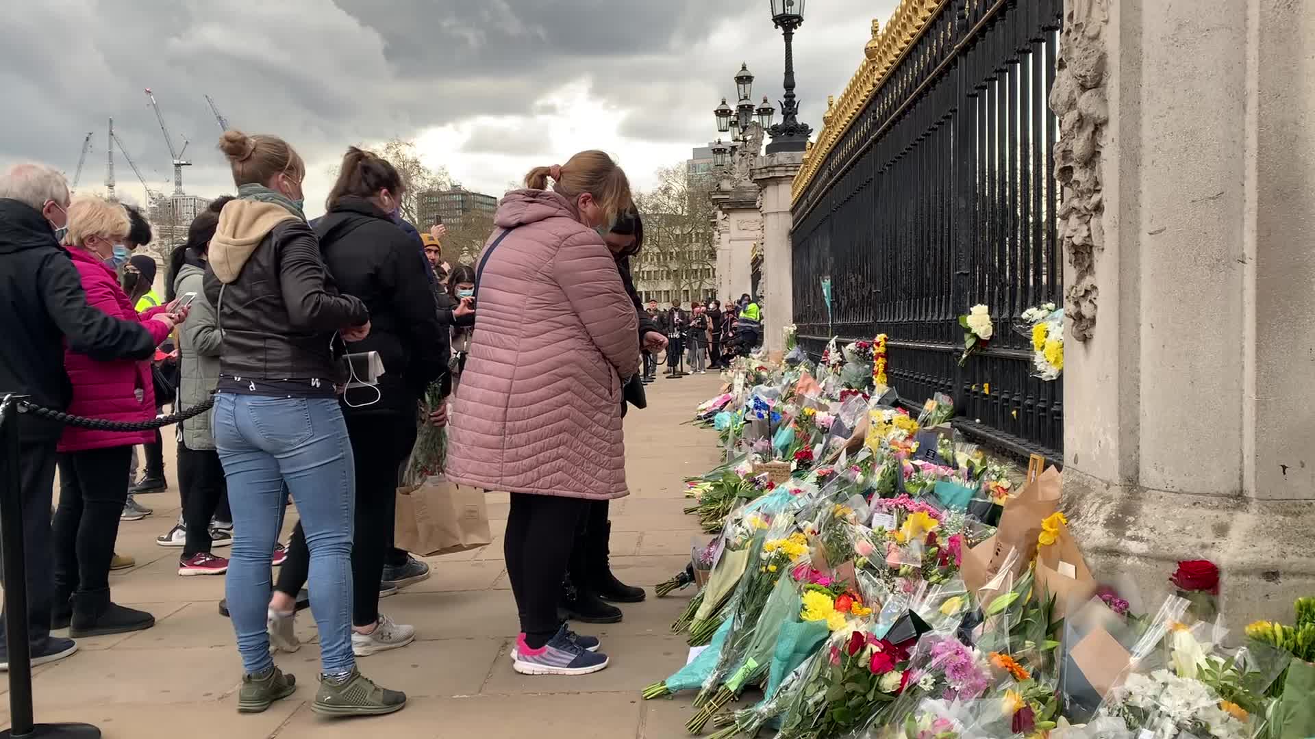 Flowers laid at Buckingham Palace following the death of Prince Philip