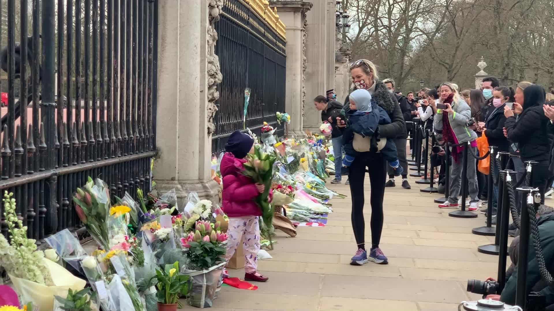 Flowers laid at Buckingham Palace following the death of Prince Philip