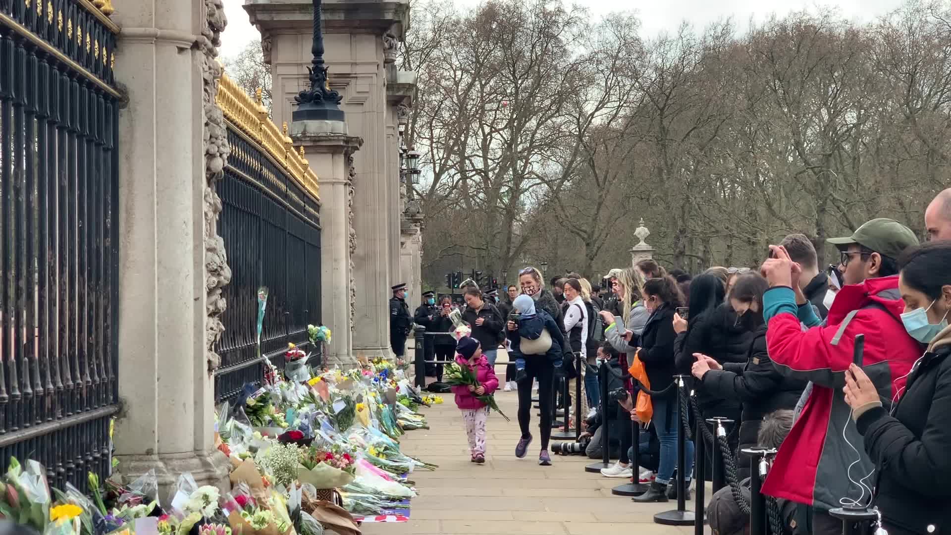 Flowers laid at Buckingham Palace following the death of Prince Philip