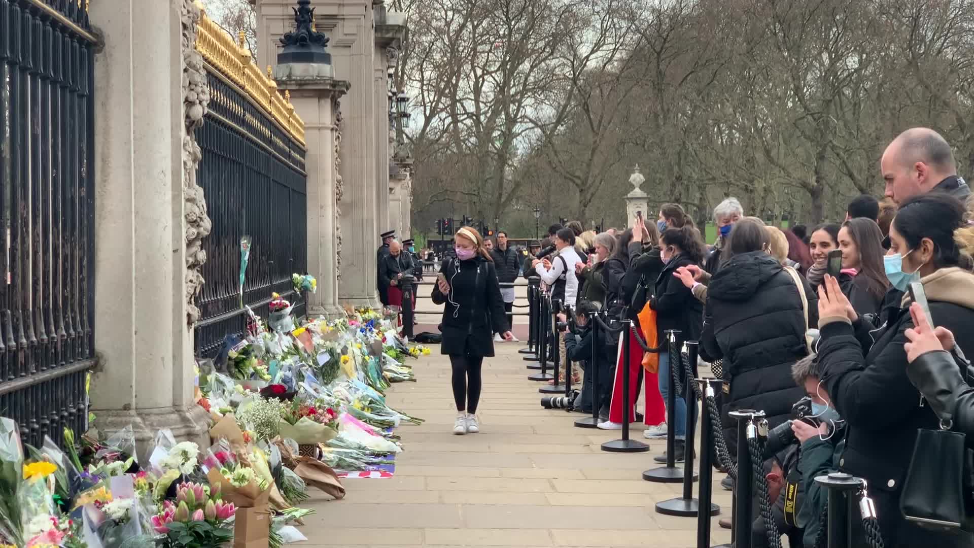 Flowers laid at Buckingham Palace following the death of Prince Philip
