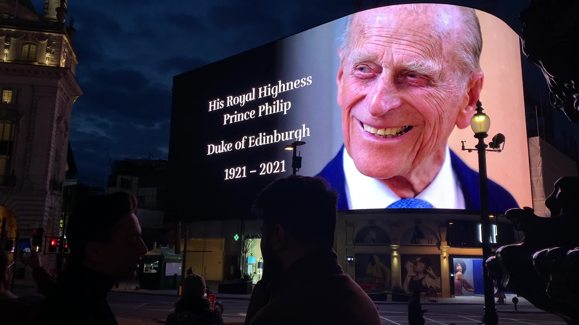 Tribute to Prince Philip at Piccadilly Circus