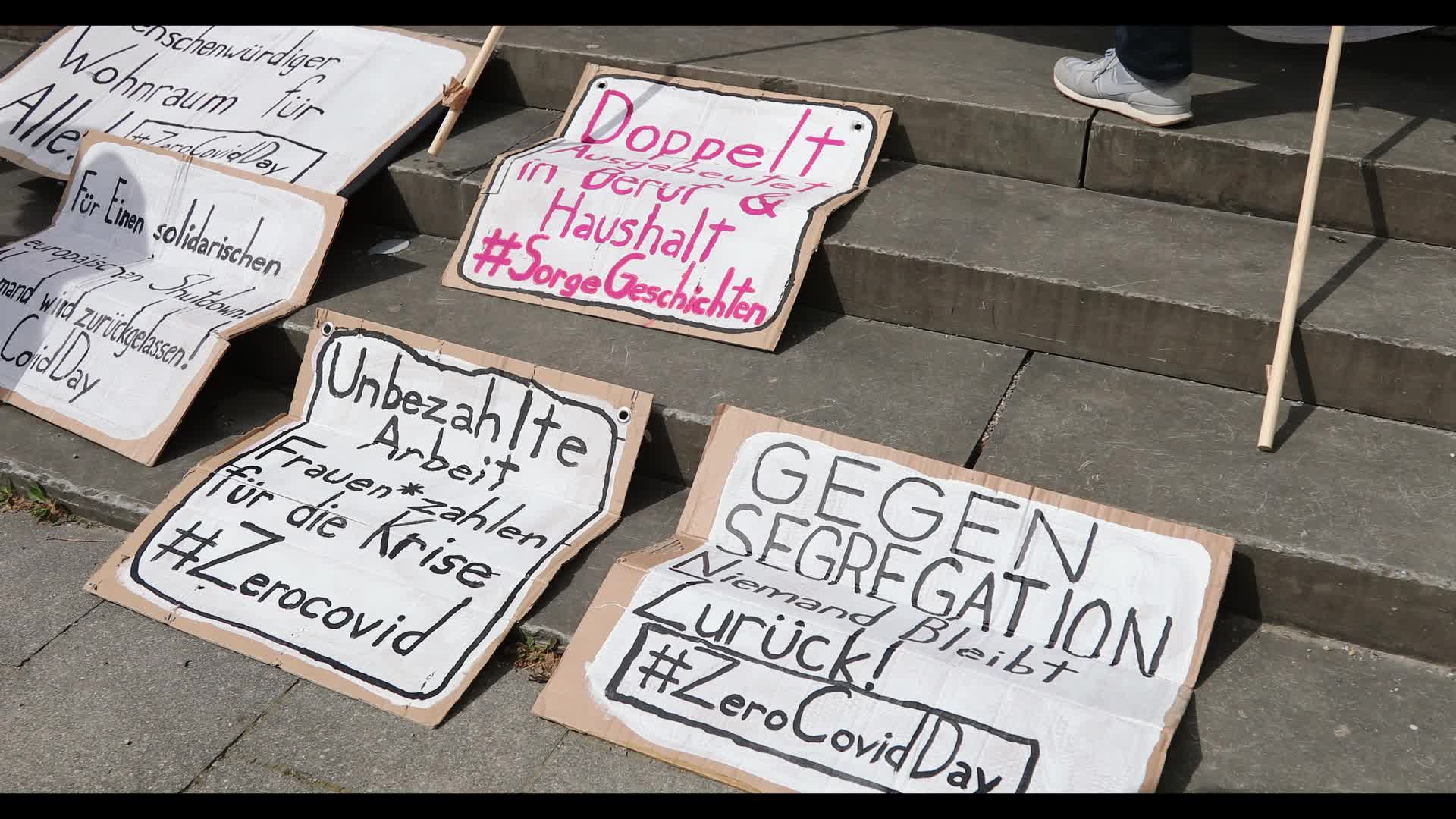 ZeroCovid activists protest for a lockdown in Munich, Germany