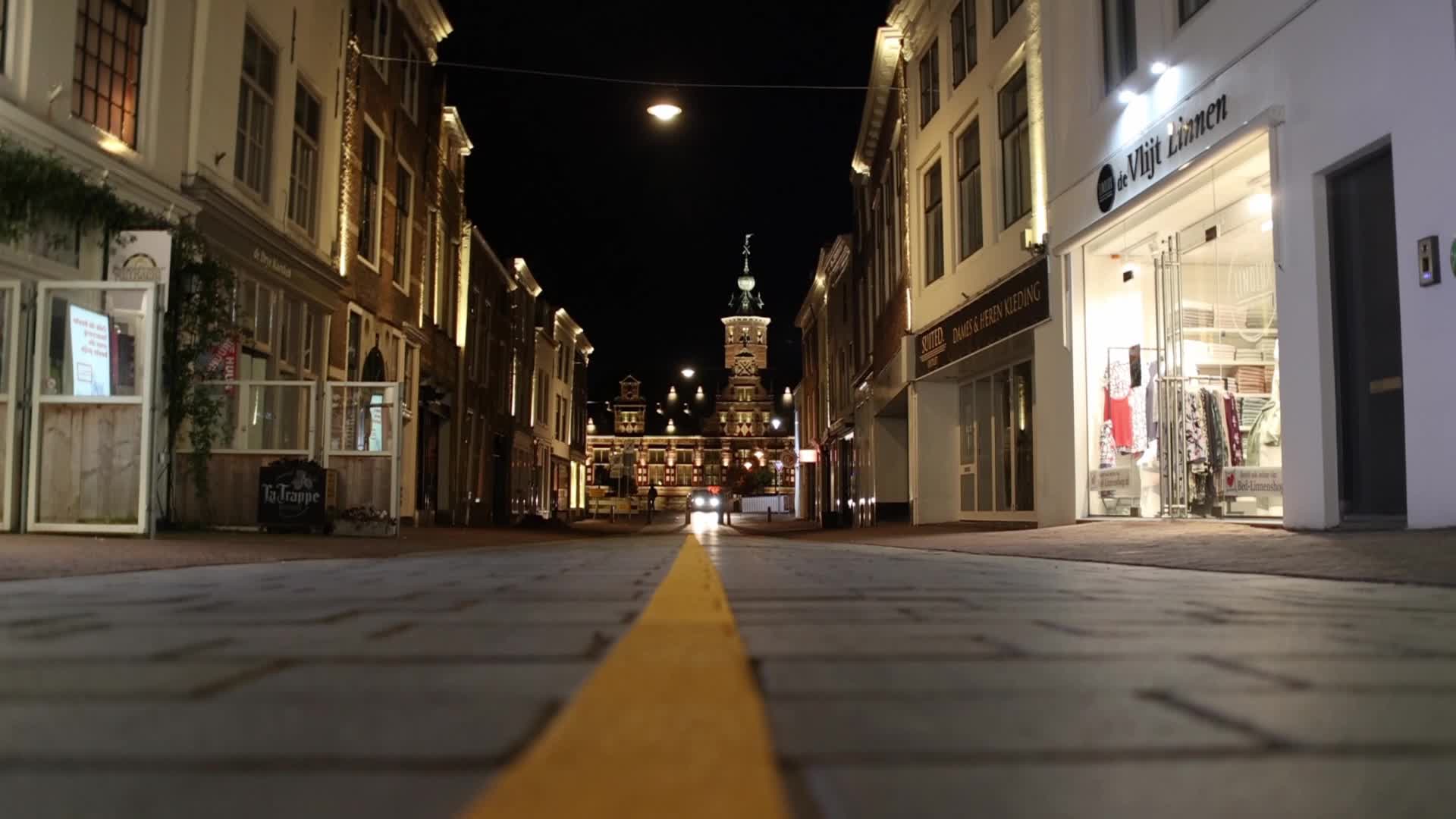 Magical quiet night in Middelburg historical town