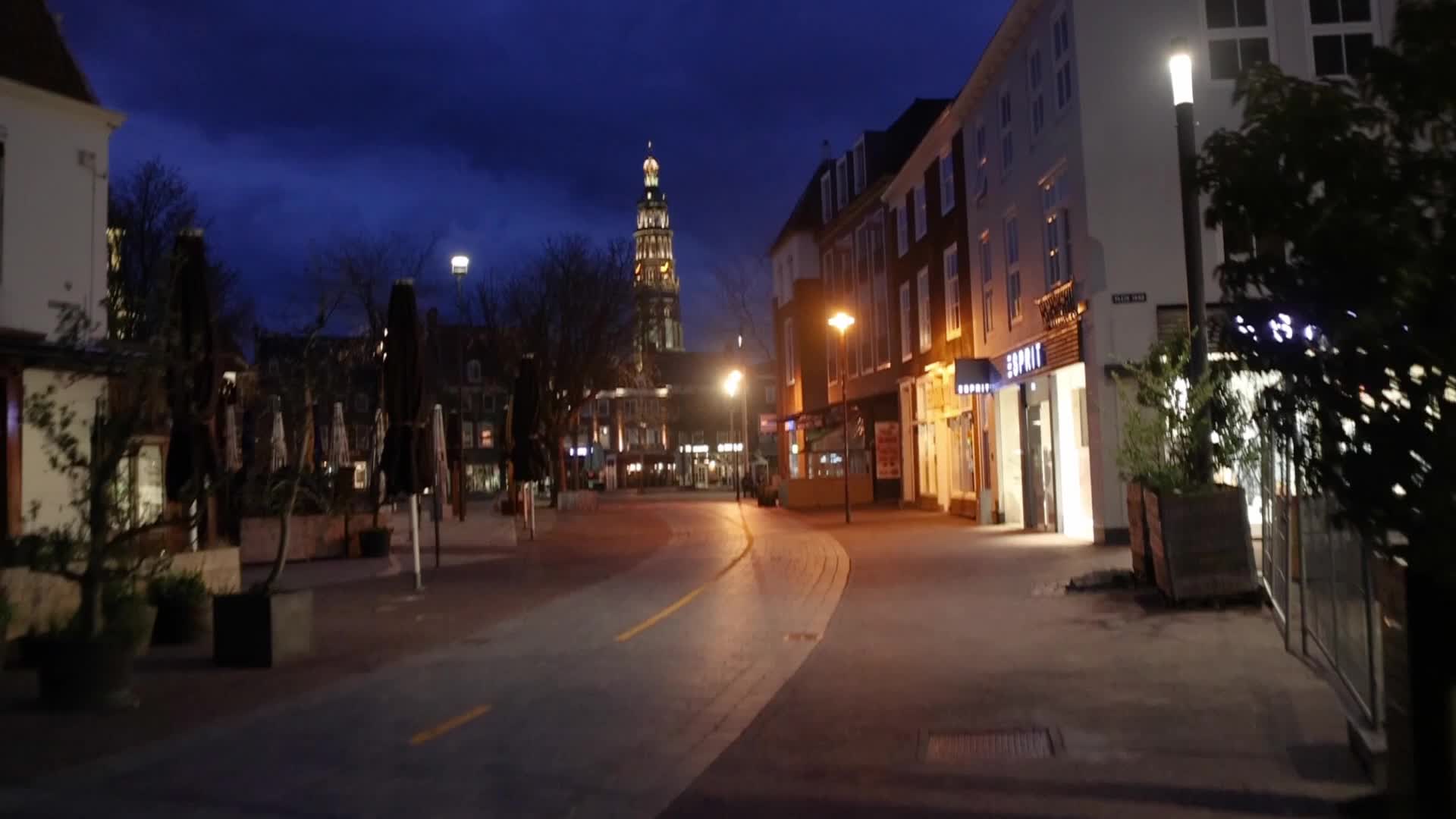 Magical quiet night in Middelburg historical town