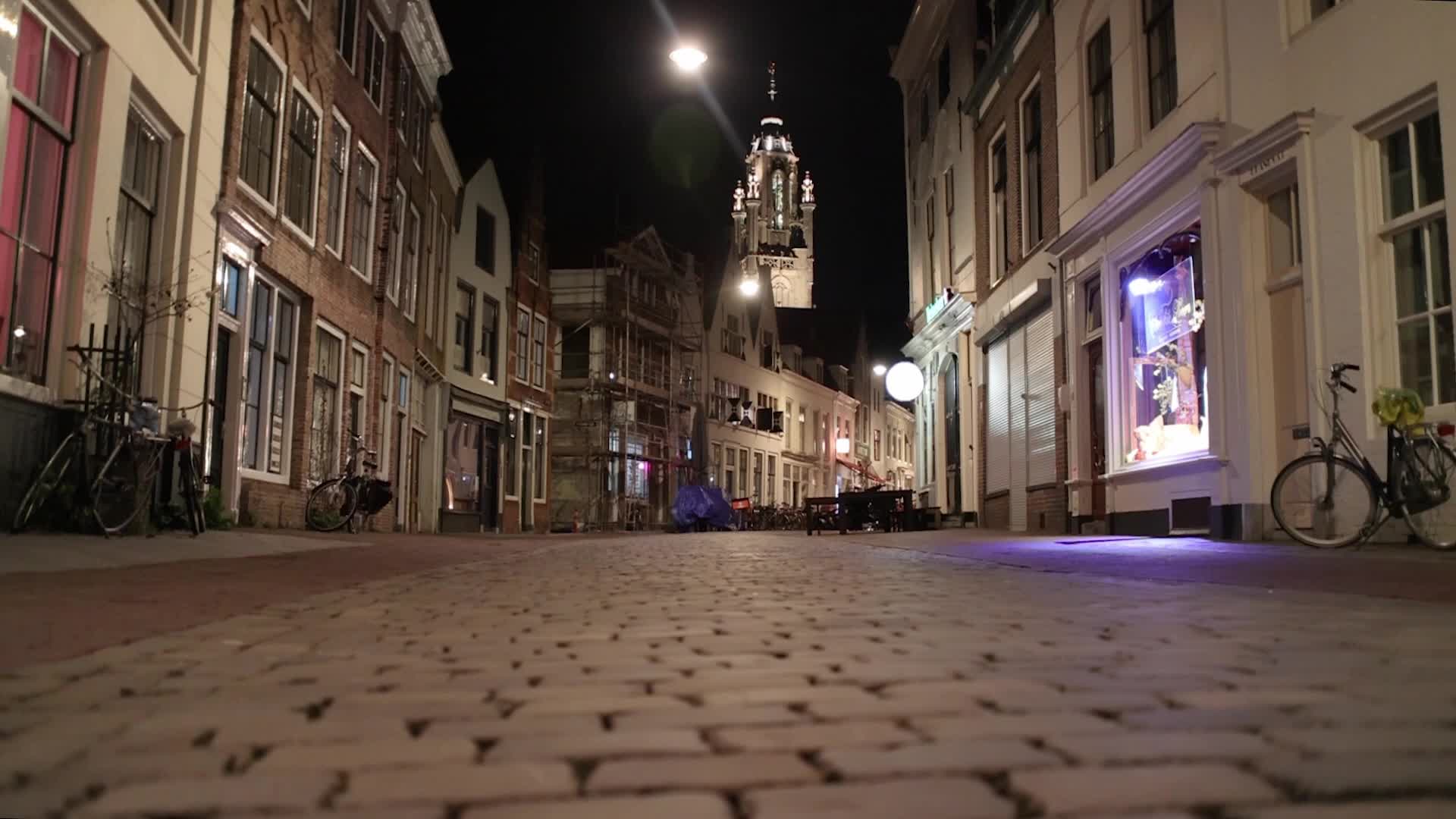Magical quiet night in Middelburg historical town
